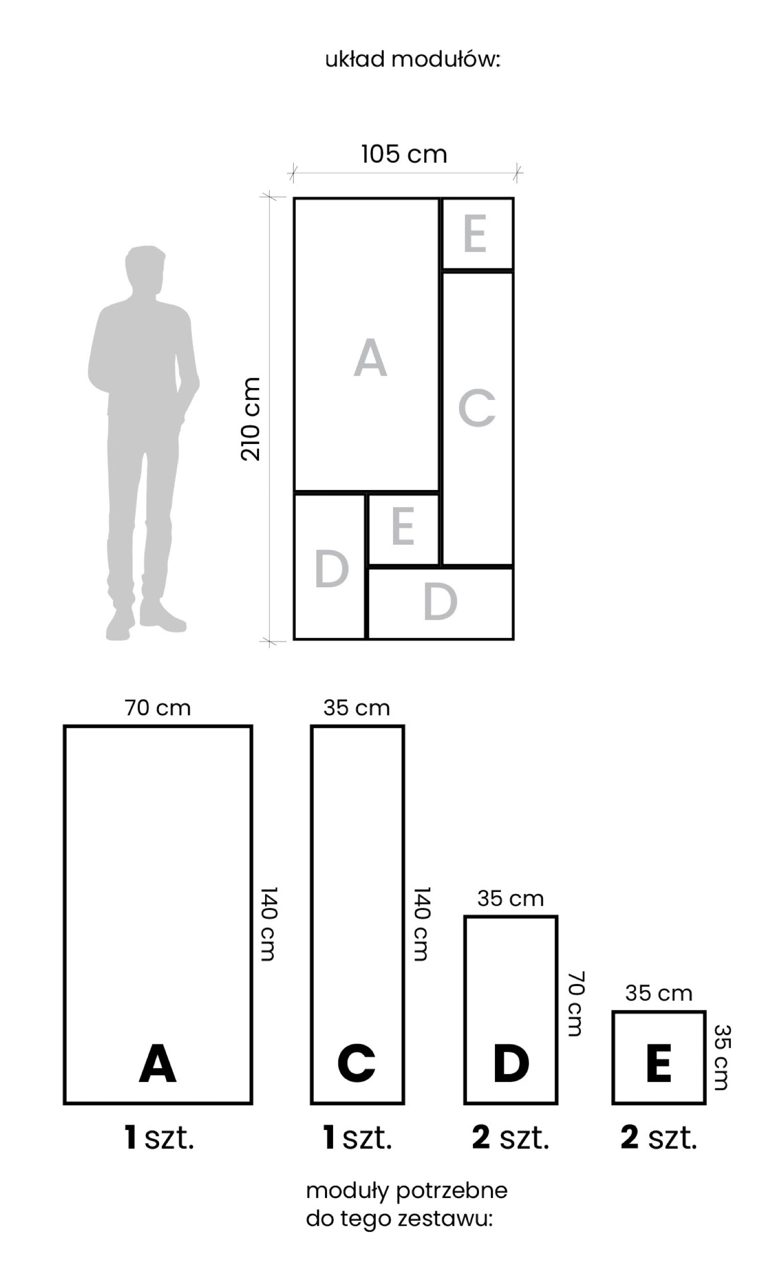 Zestaw paneli lustrzanych Wega 210x105 cm czarna rama