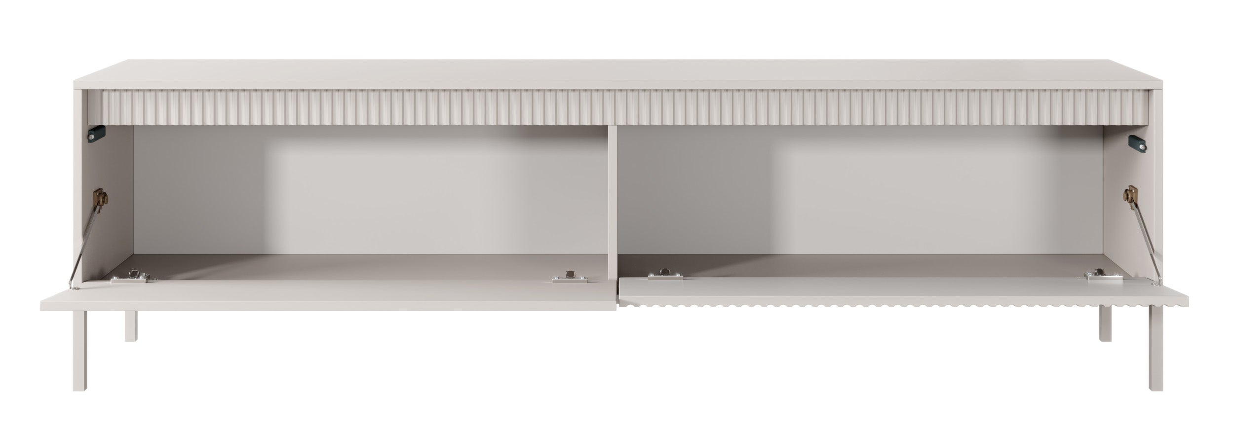 Szafka RTV Falsetto z ryflowanym frontem 187 cm beżowa - materiał metal