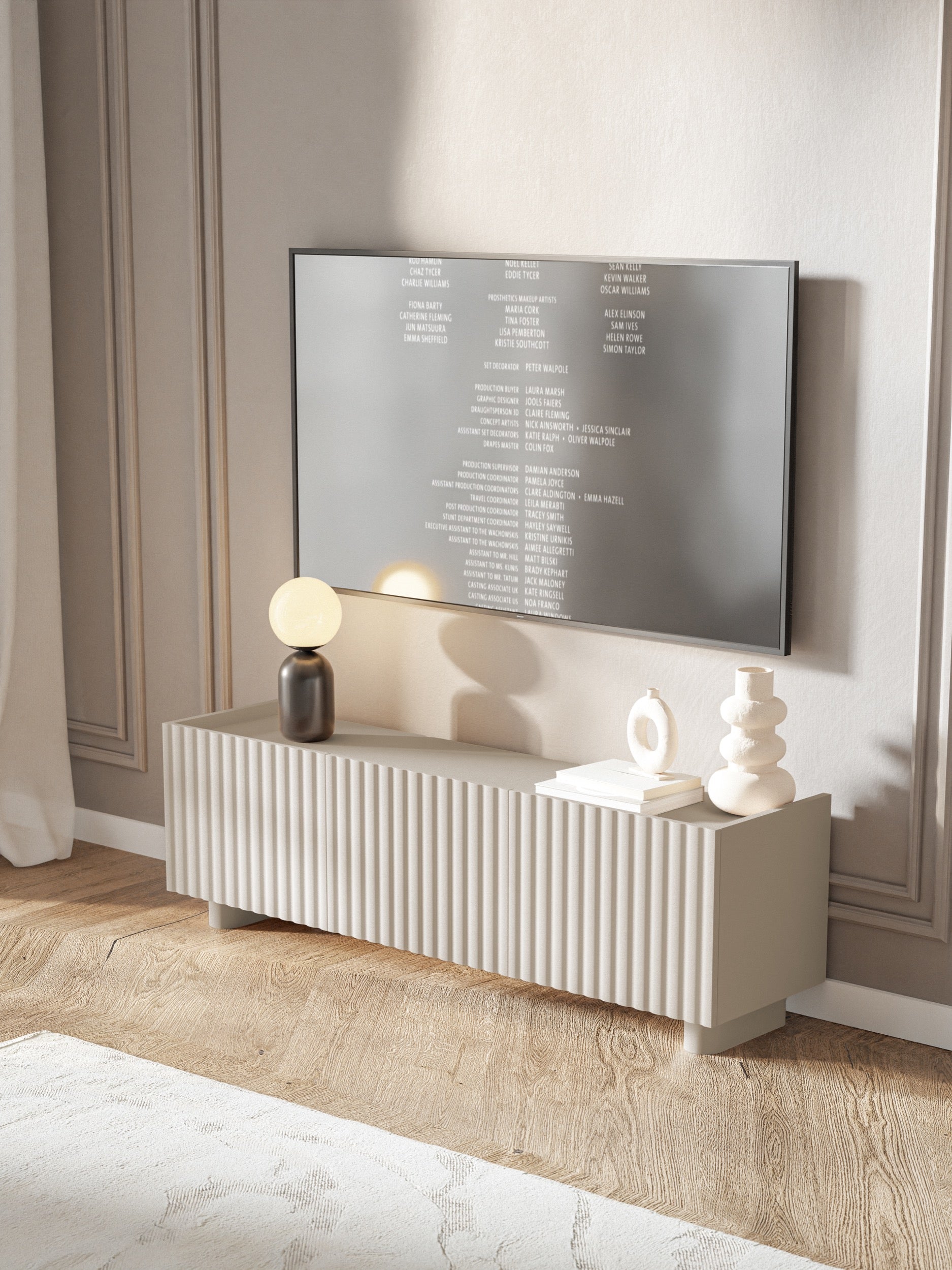 Szafka RTV trzydrzwiowa Fiorra 144 cm kaszmir - kolor kaszmir