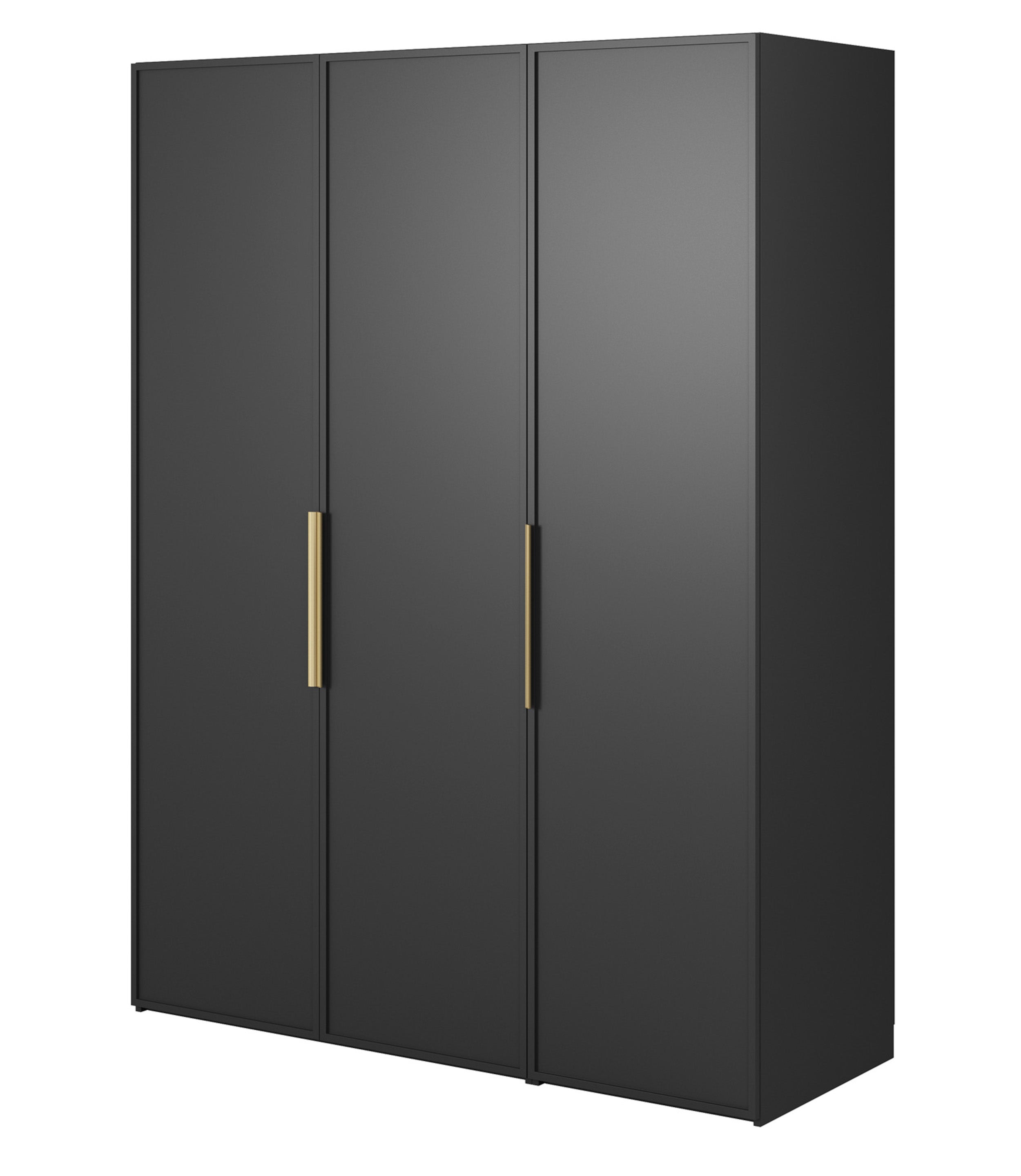 Szafa trzydrzwiowa Frame z długim drążkiem i siedmioma półkami 150 cm Czarna