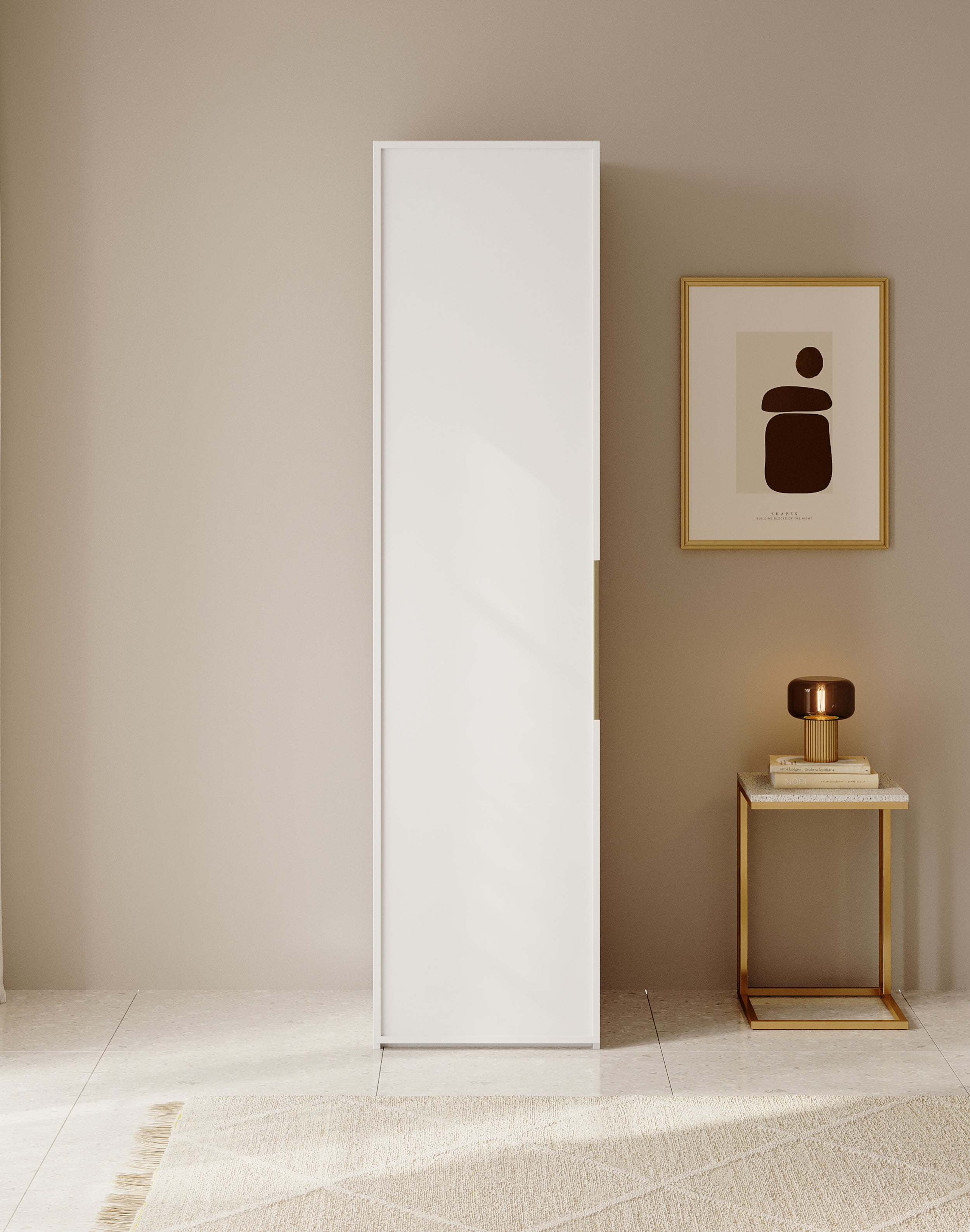 Szafa jednodrzwiowa Frame z półkami 50 cm Biała