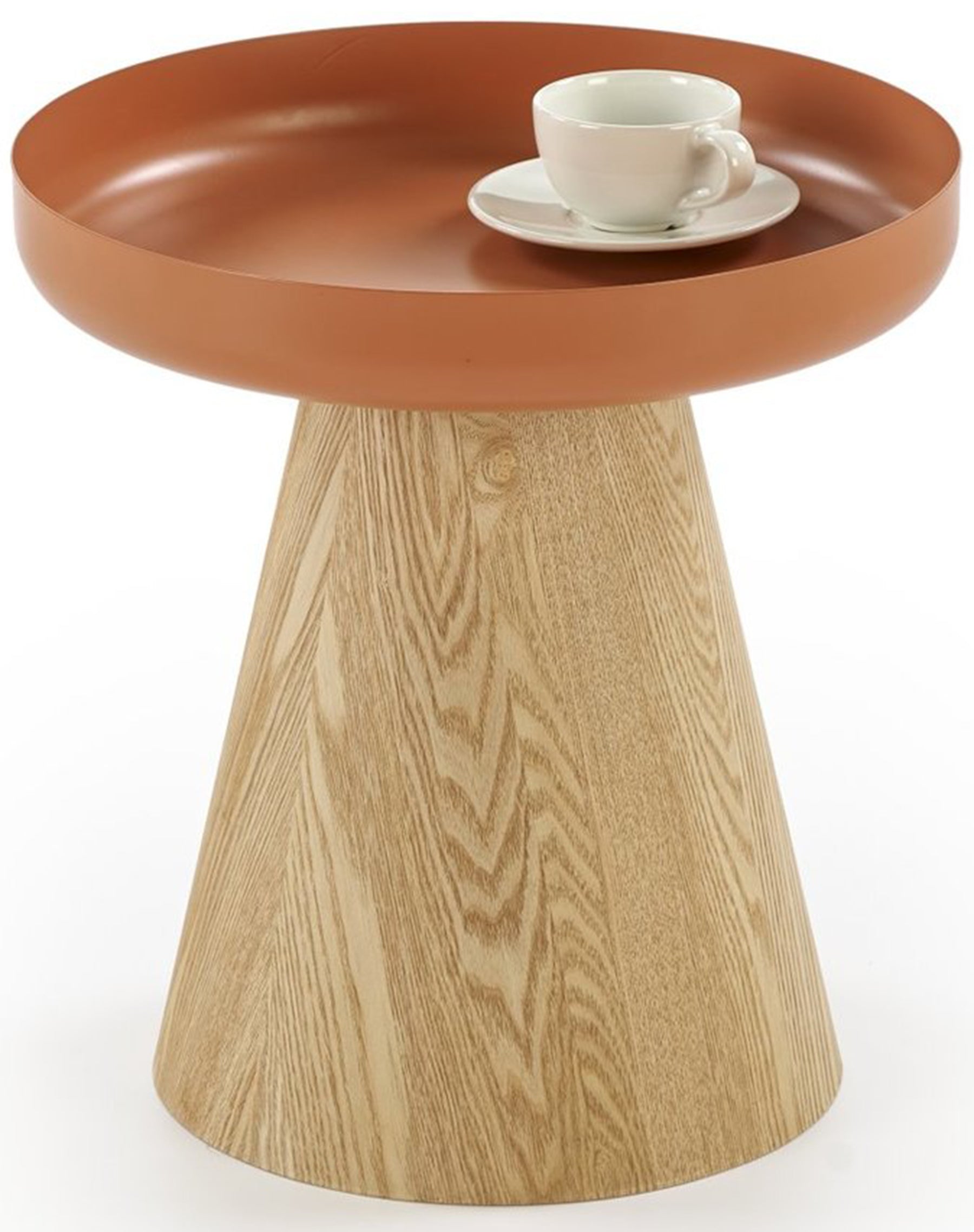 Stolik kawowy Gina okrągły 40 cm cynamonowy/ dąb naturalny - materiał metal