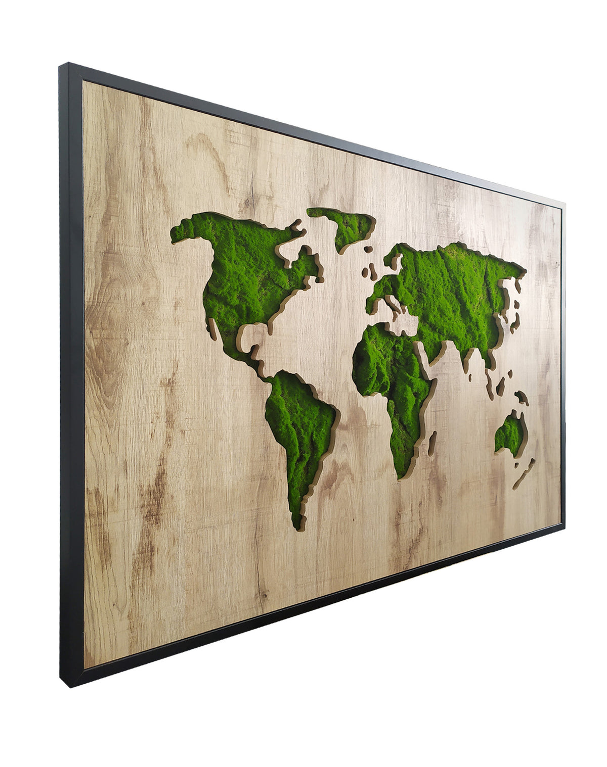 Obraz w czarnej ramie ze sztucznym mchem Green Deco 100x70 cm - wysokość 100 cm