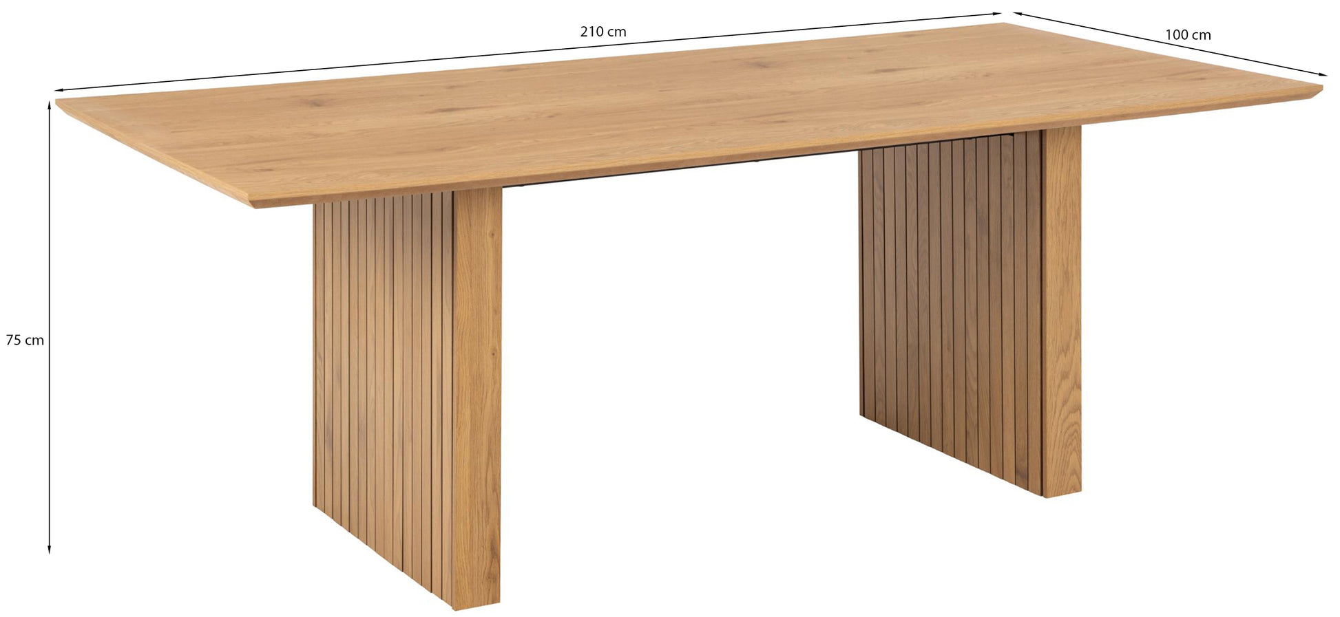Stół Tellineo 210x100 cm z lamelowaną podstawą naturalny mat - wysokość 75 cm