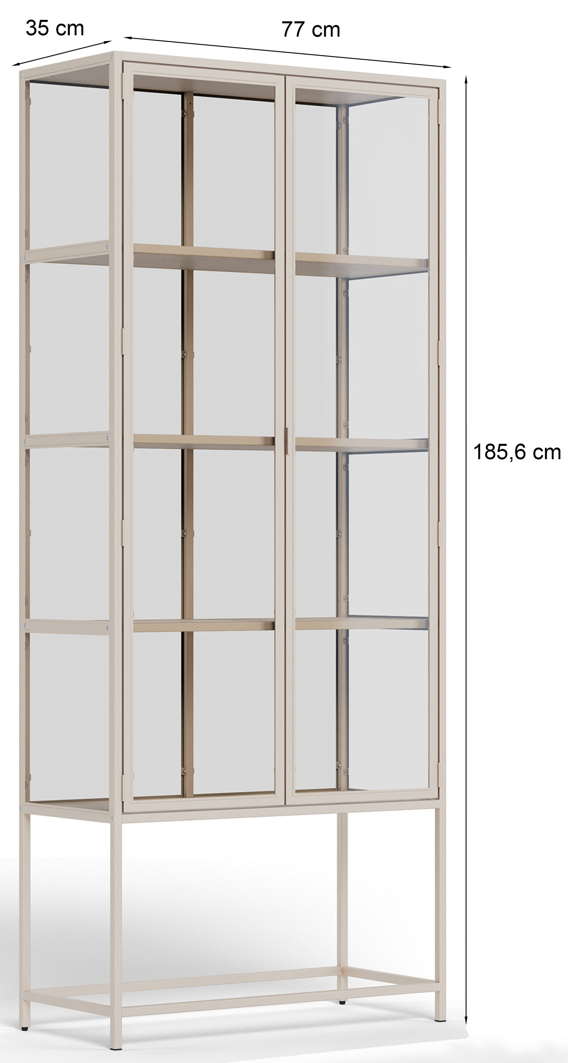 Witryna dwudrzwiowa Seaford 77 cm beżowa - kolor beżowy, szerokość 77 cm