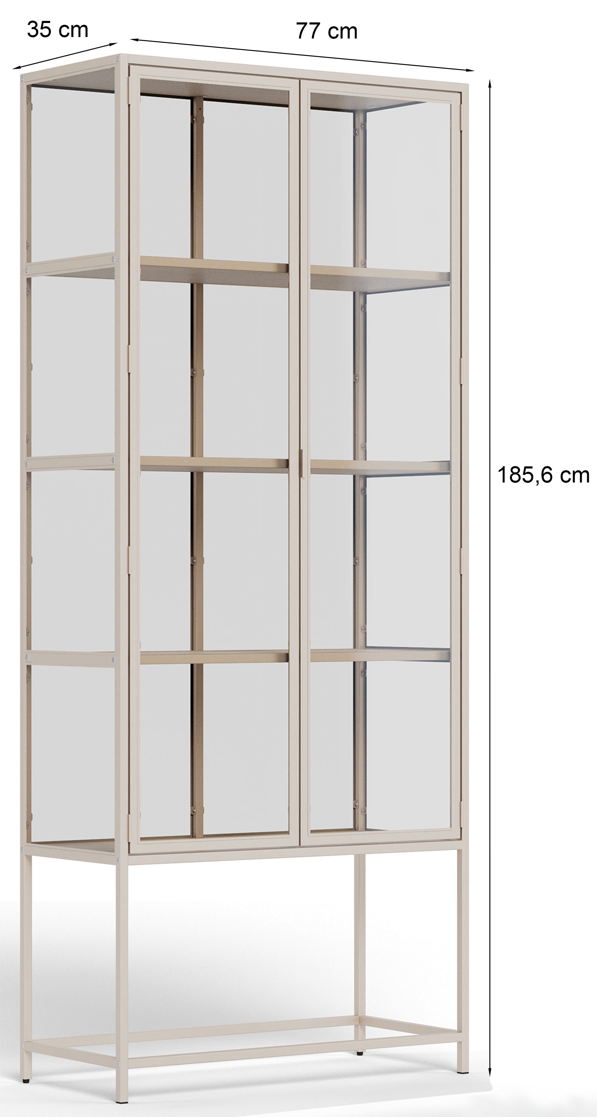 Witryna dwudrzwiowa Seaford 77 cm beżowa - kolor beżowy, szerokość 77 cm