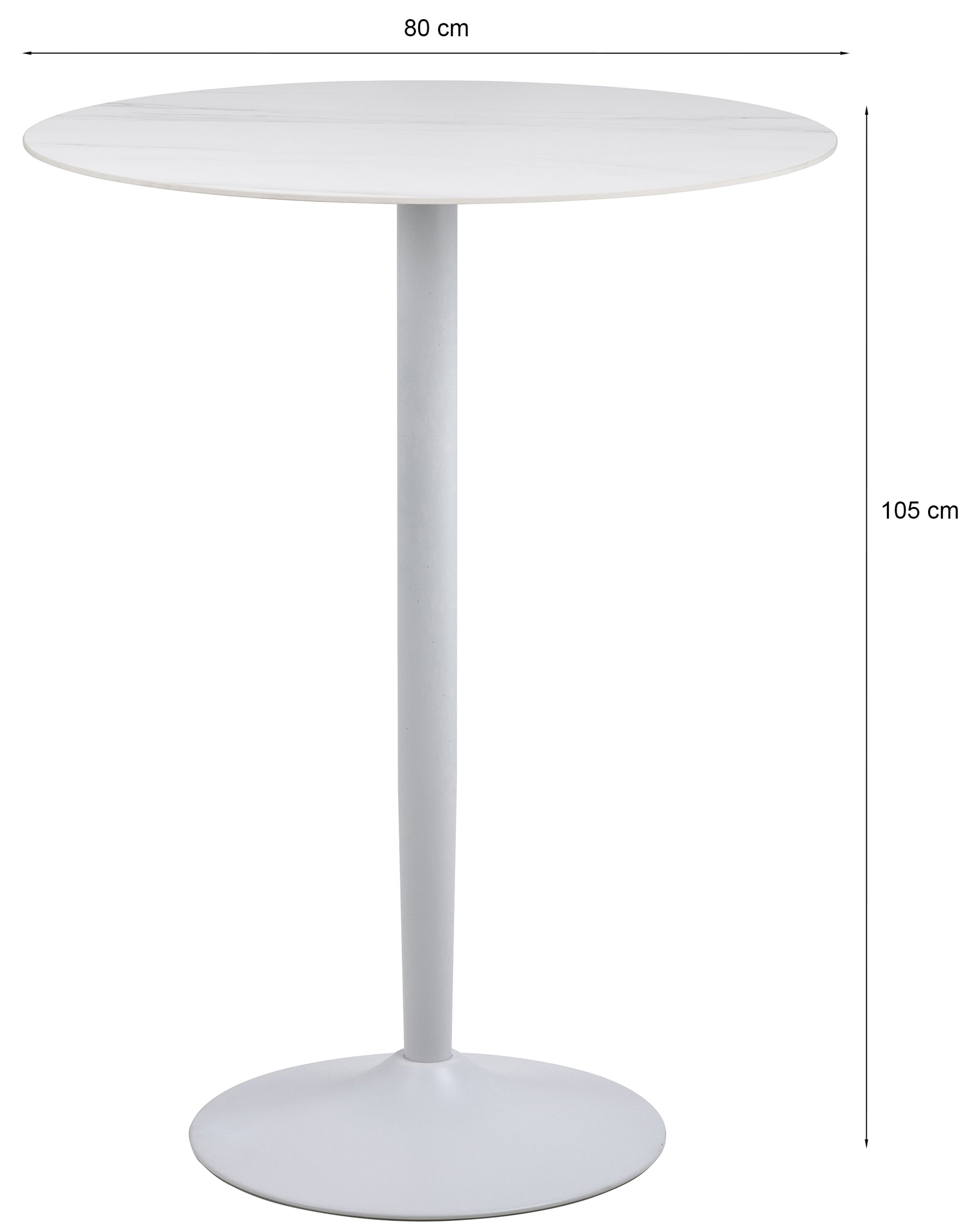 Stolik Roshly barowy średnica 80 cm biały - wysokość 105 cm