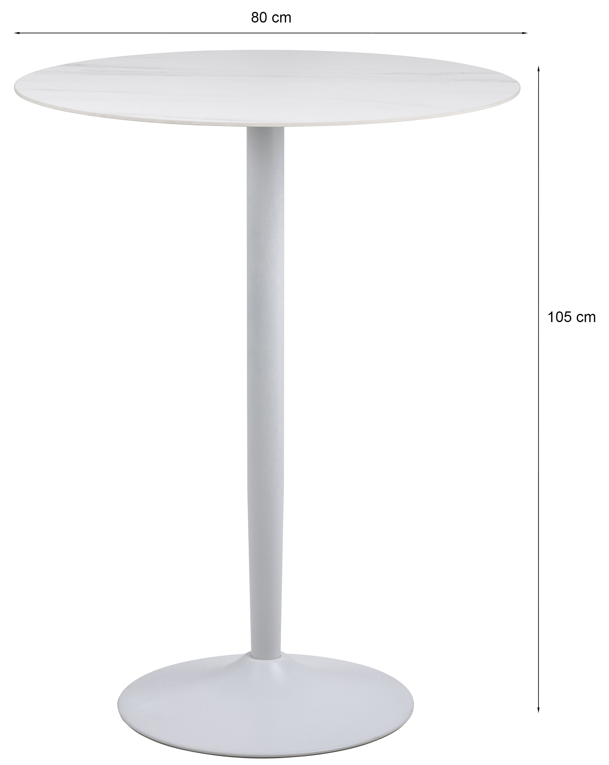Stolik Roshly barowy średnica 80 cm biały - wysokość 105 cm