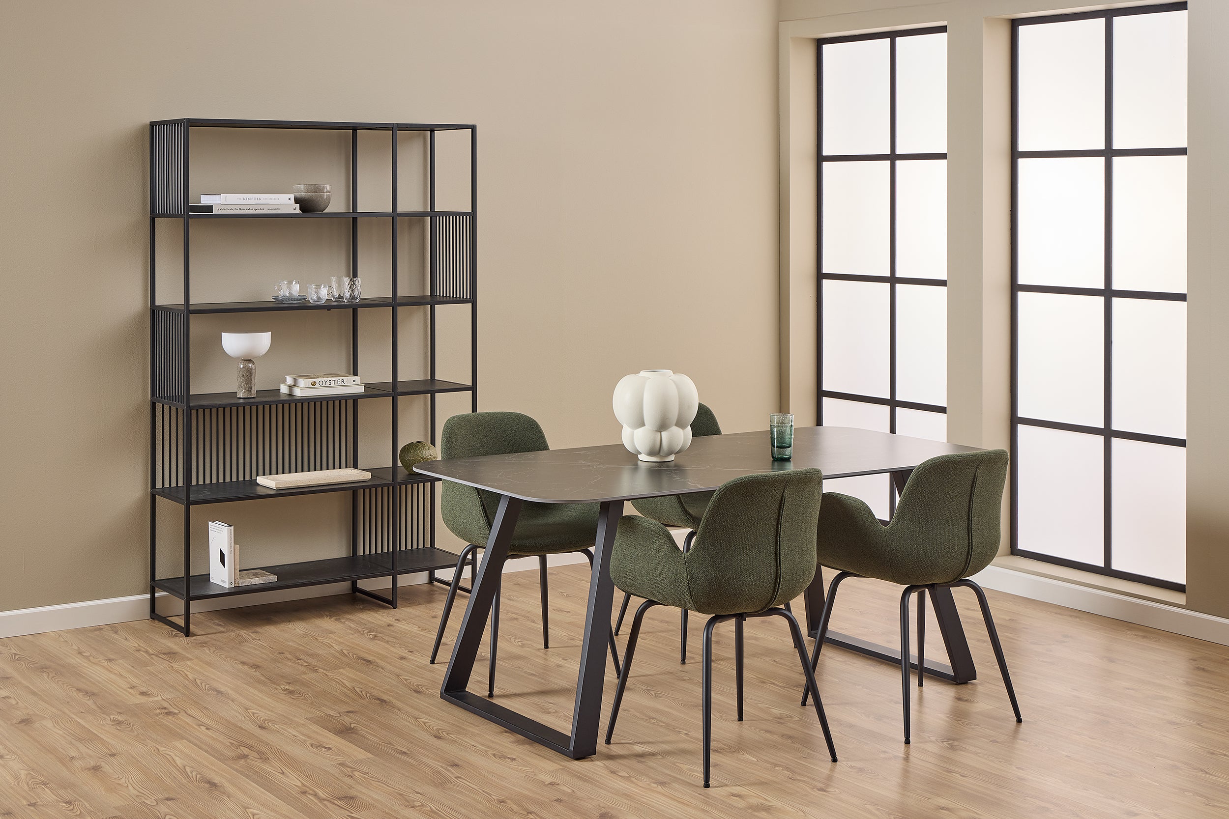Stół do jadalni Antalya 180x90 cm grafitowy ceramiczny blat - materiał metal