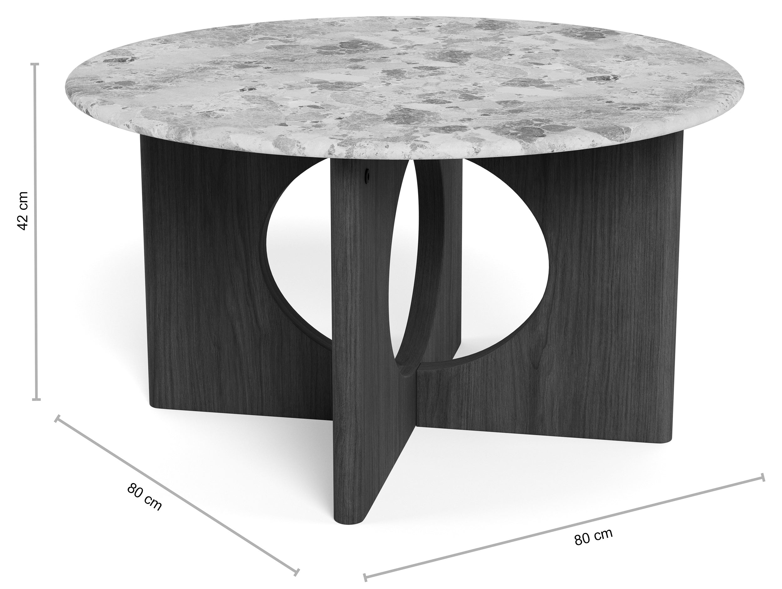 Stolik kawowy Foley okrągły 80 cm beżowy marmur - meble do salonu