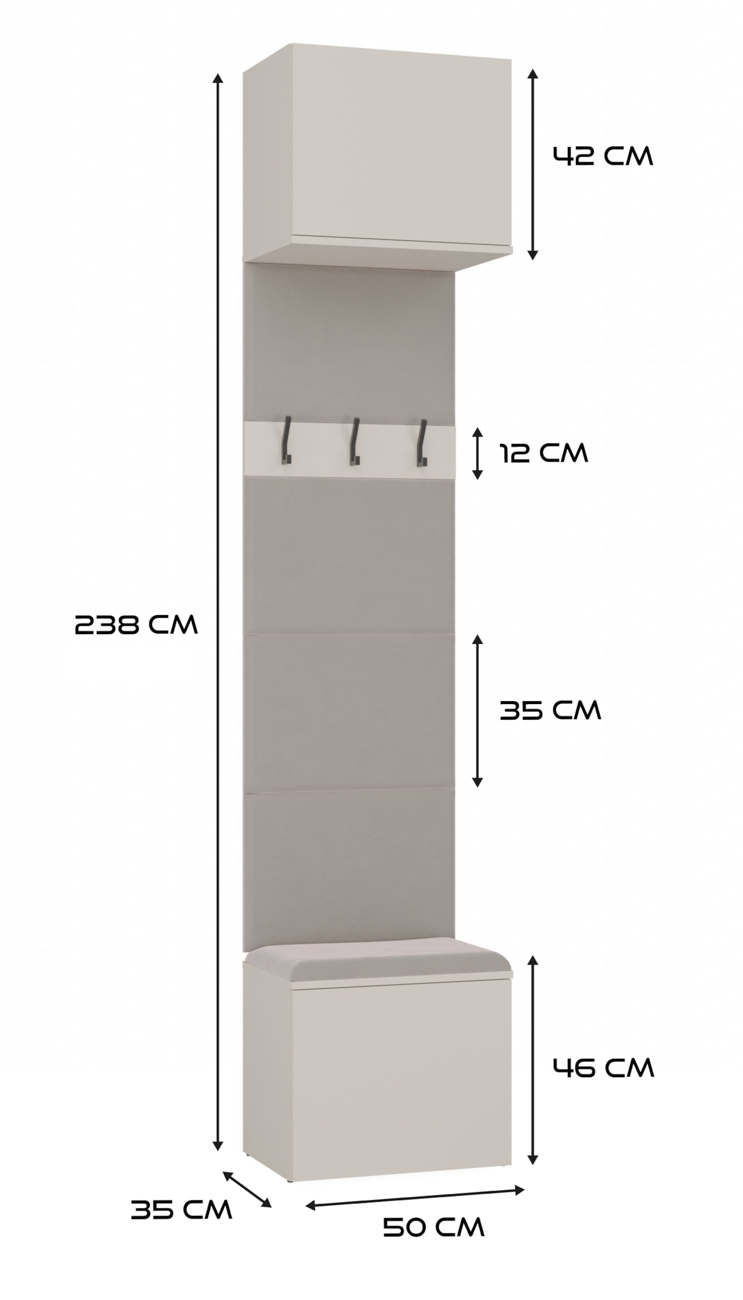 Garderoba Haga z wieszakami i półkami 50 cm kaszmir