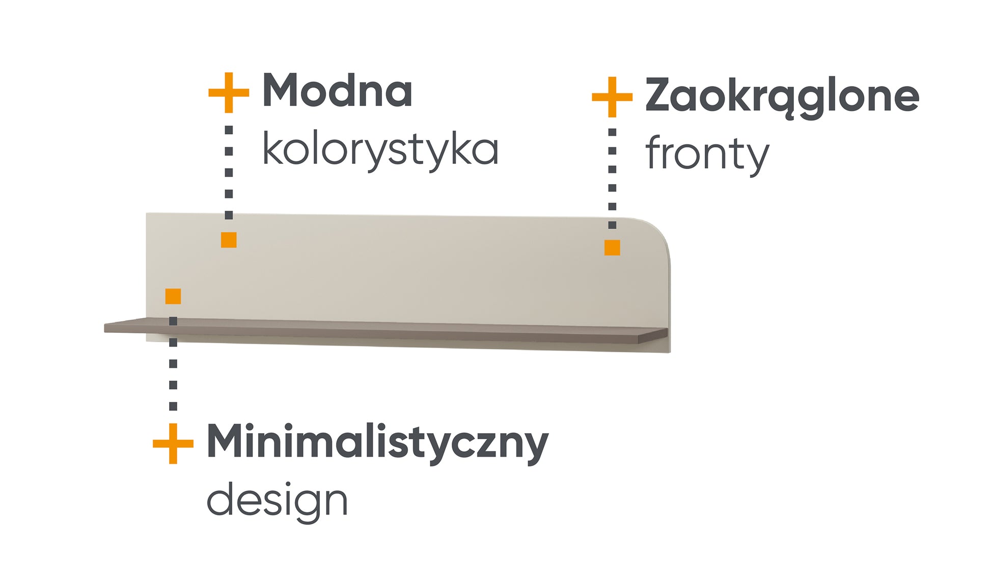 Półka wisząca Harmony 101 cm kaszmir - materiał płyta meblowa