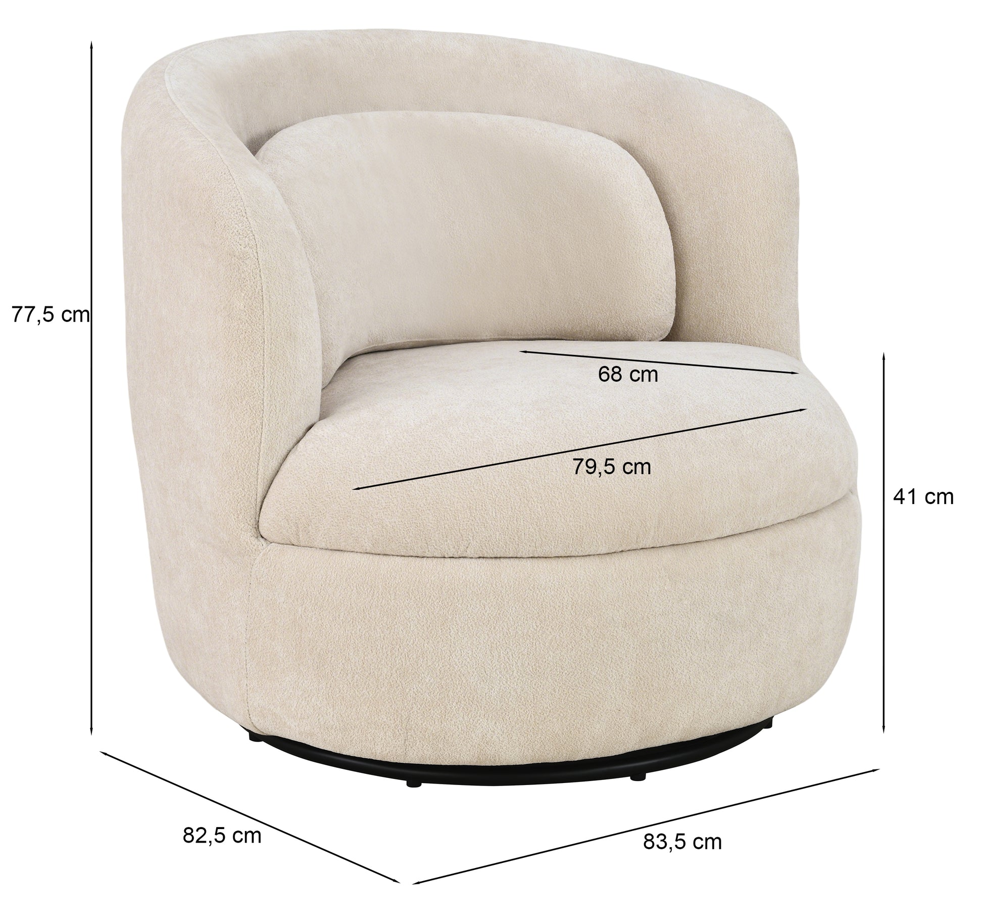 Fotel obrotowy kubełkowy Cavra jasnobeżowy - głębokość 82,5 cm - ujęcie 16