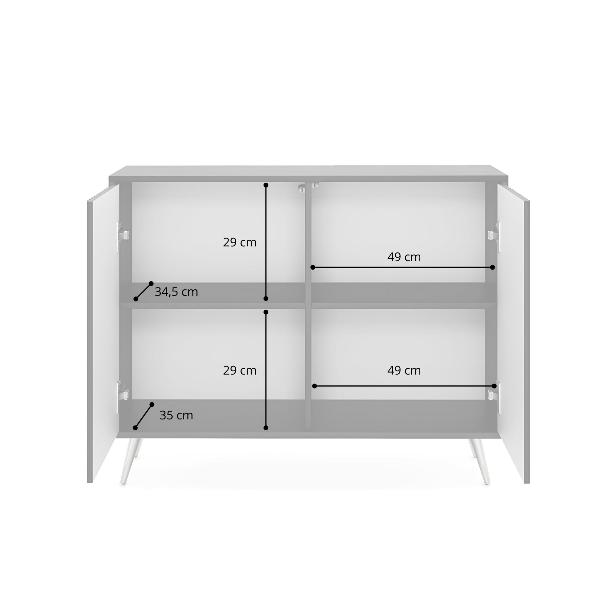 Komoda Bello z lamelowymi frontami 104 cm czarna/dąb wotan - meble do salonu