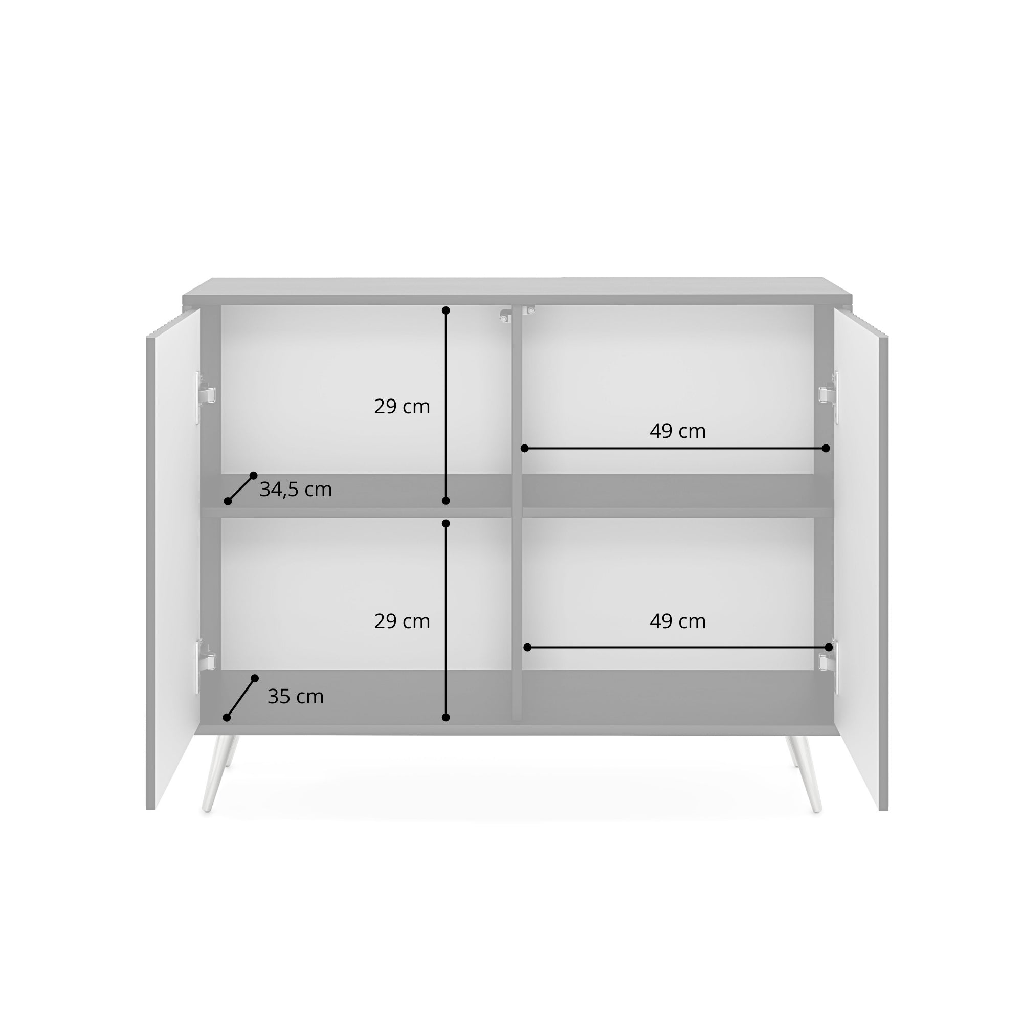 Komoda Bello z lamelowymi frontami 104 cm czarna/dąb wotan - meble do salonu