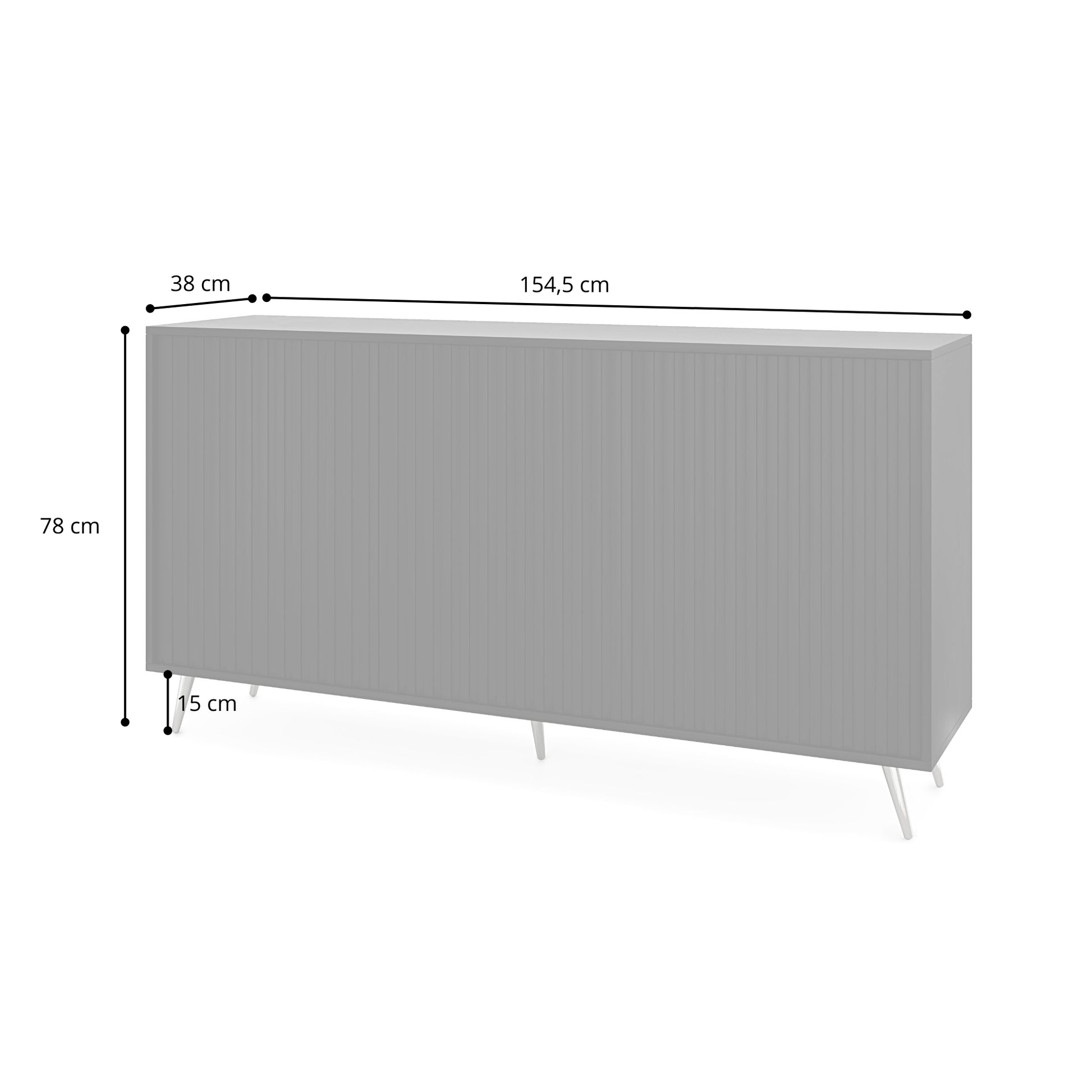 Komoda Bello z lamelowymi frontami 154 cm czarna/dąb wotan - styl nowoczesny