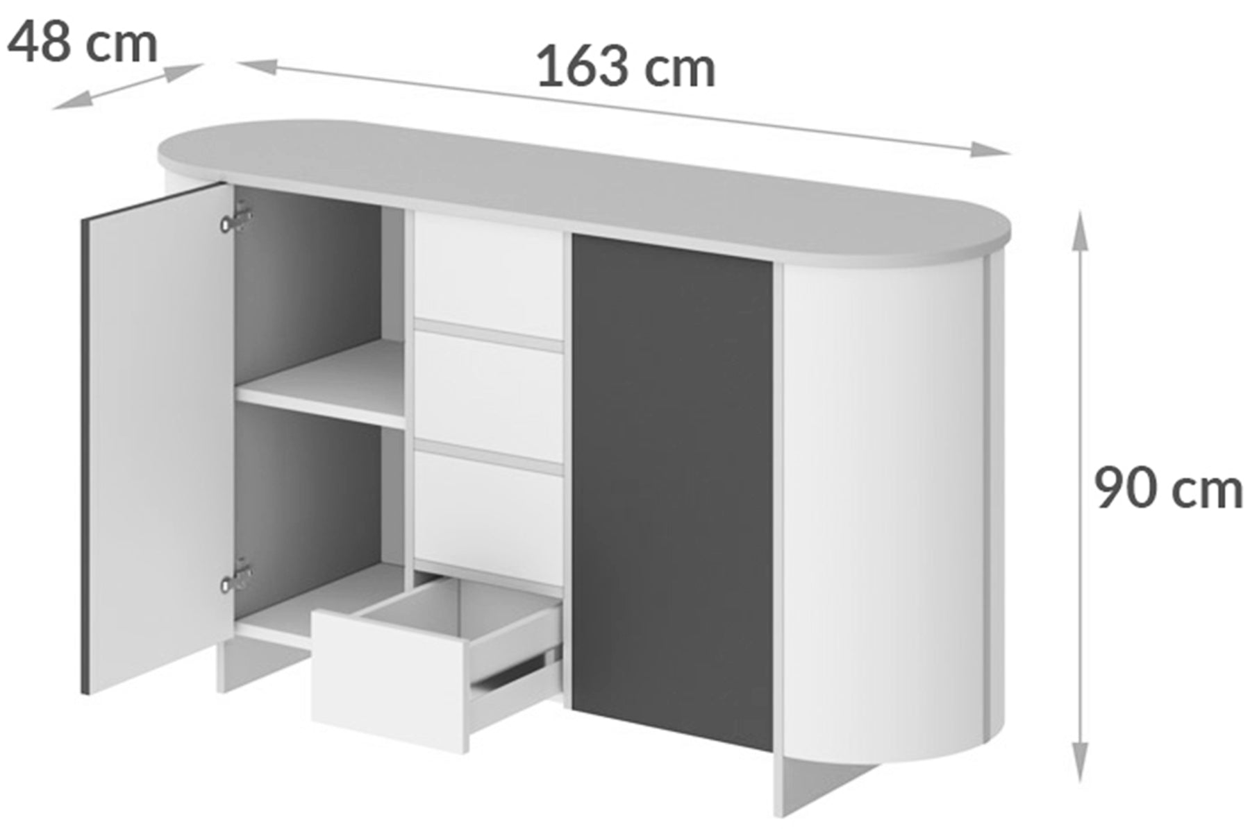 Komoda dwudrzwiowa Reflicy z czterema szufladami 163 cm cappuccino mat