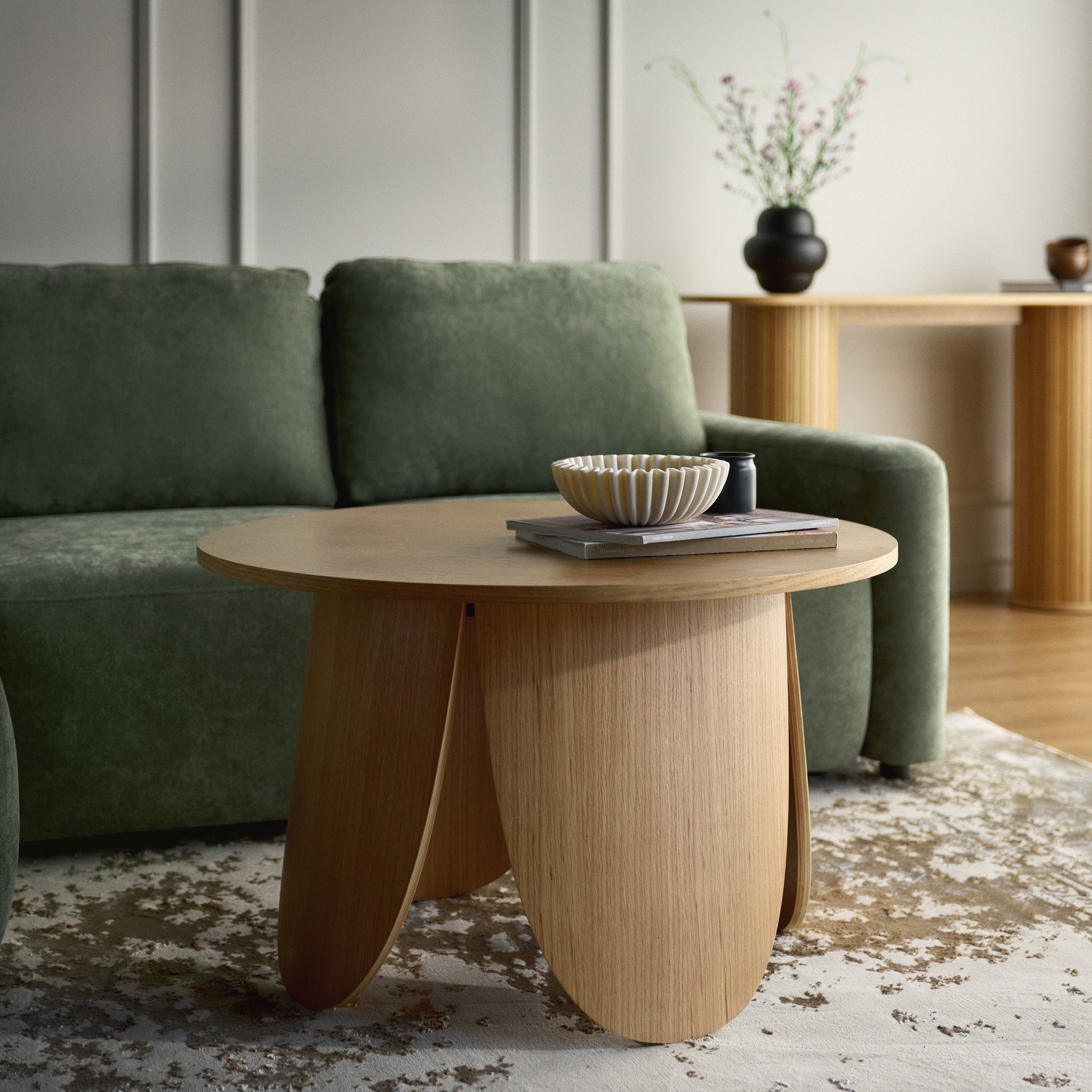 Stolik kawowy okrągły Vivially 80 cm - materiał płyta fornirowana