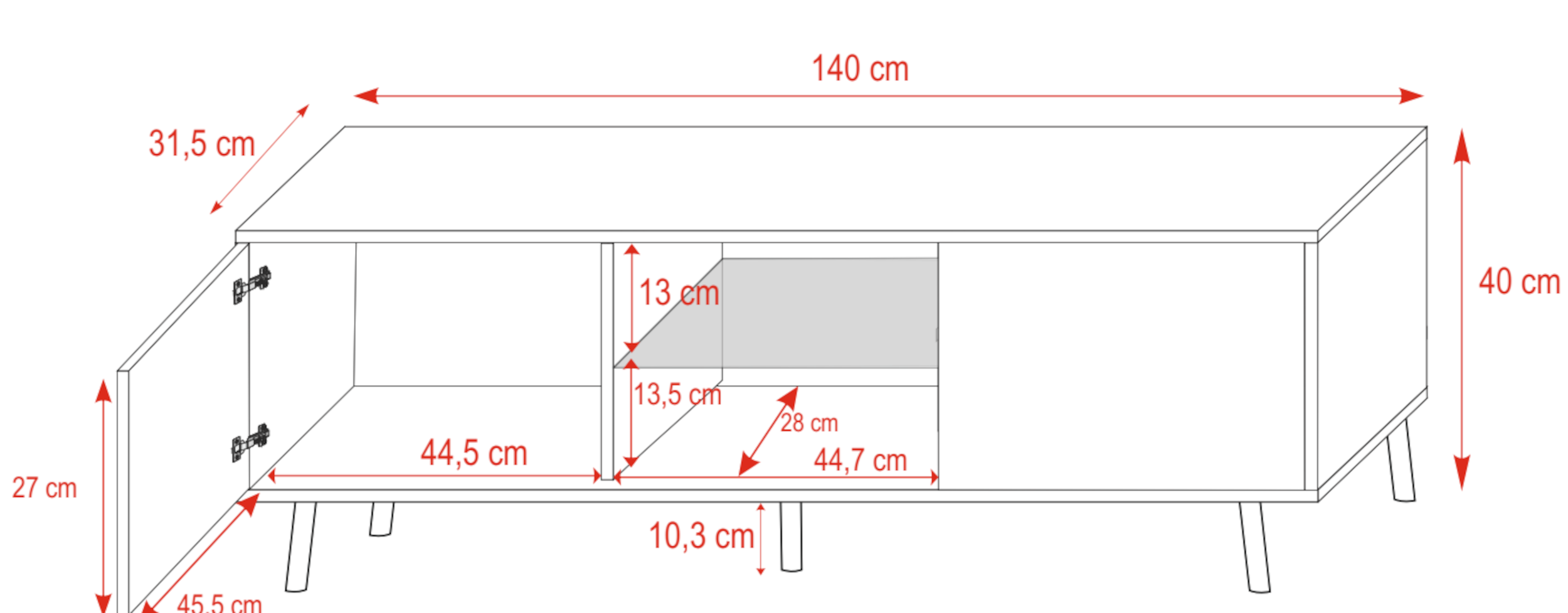 Szafka RTV Lefyr 140 cm Biały mat / Biały połysk