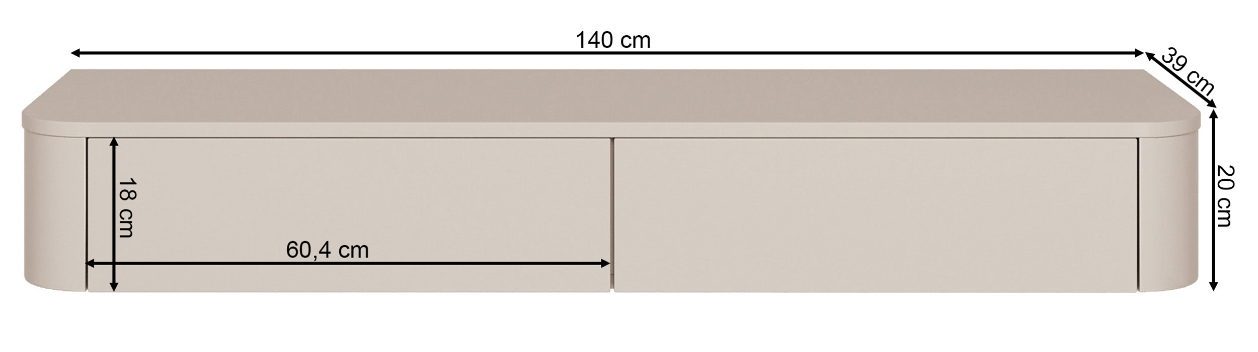 Szafka RTV Luvio Slim wisząca 140 cm kaszmir