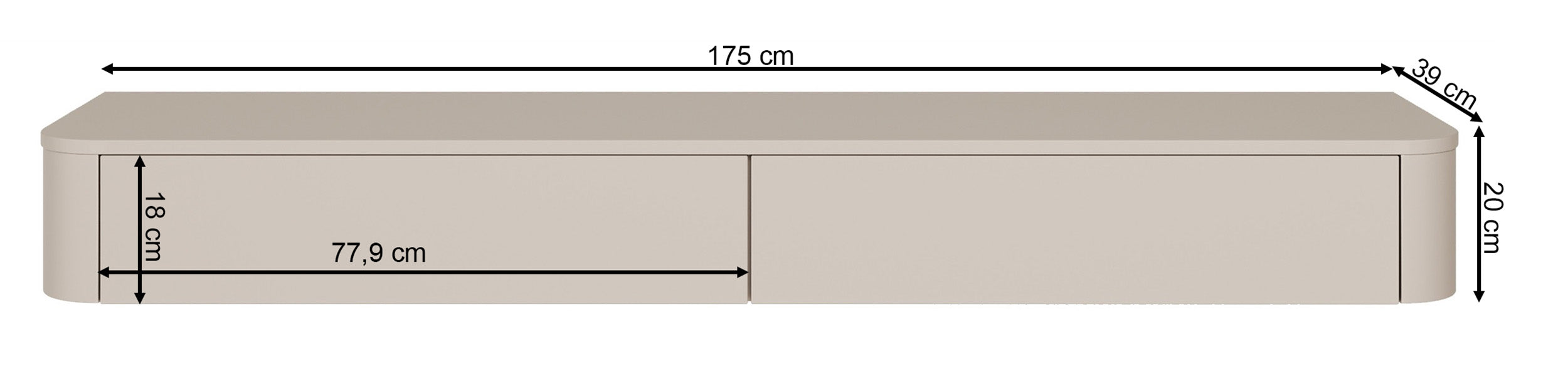 Szafka RTV Luvio Slim wisząca 175 cm kaszmir