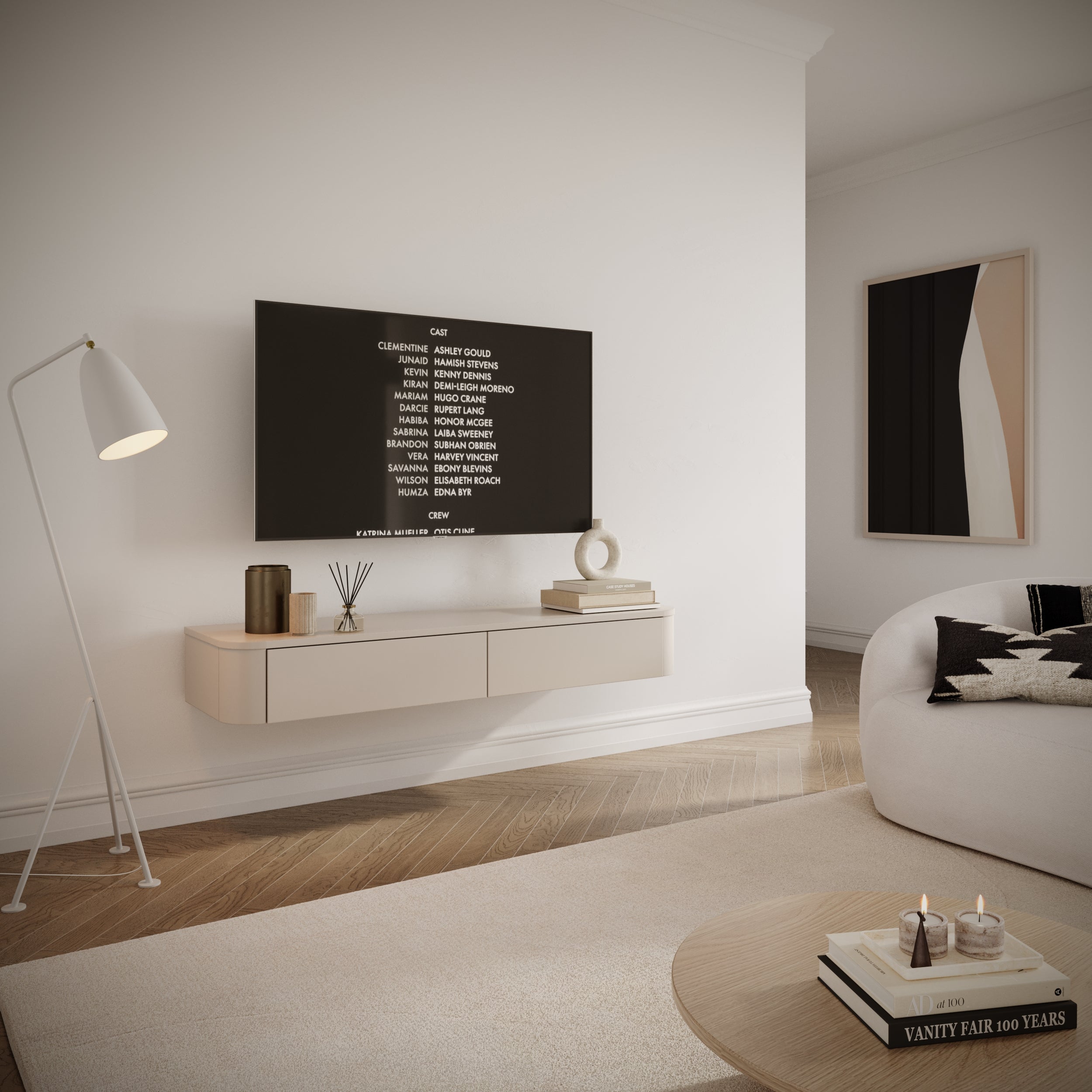 Szafka RTV Luvio Slim wisząca 140 cm kaszmir