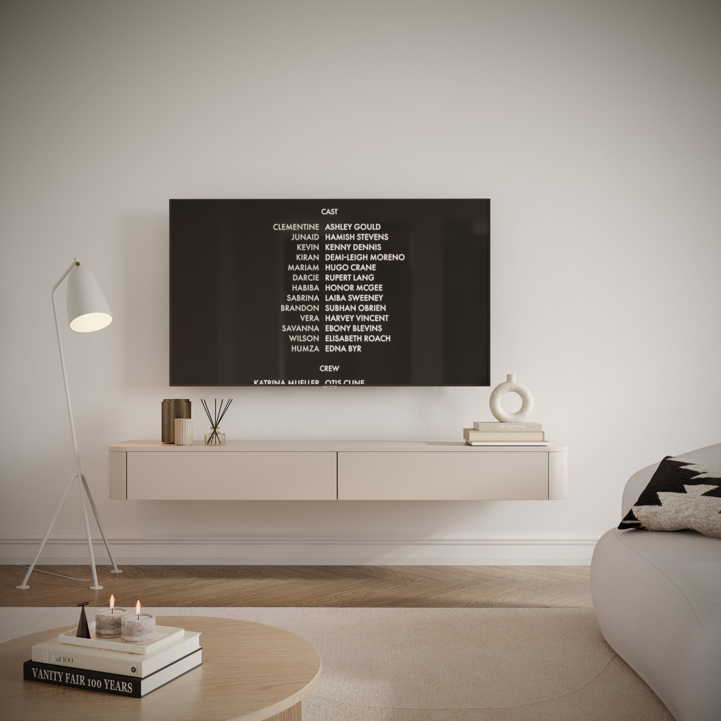 Szafka RTV Luvio Slim wisząca 175 cm kaszmir