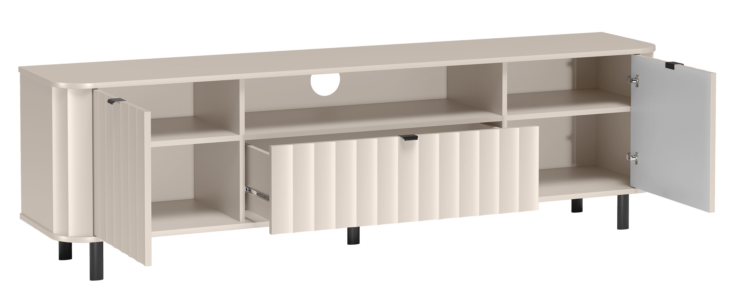 Szafka RTV dwudrzwiowa Novado z szufladą i wnęką 196 cm - materiał metal