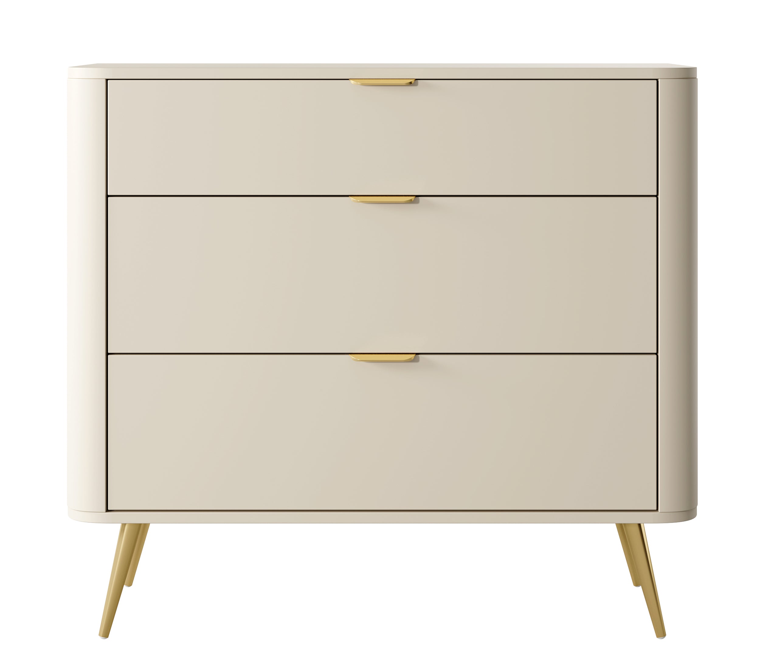 Komoda Oval z trzema szufladami 92 cm beż piaskowy - szerokość 93 cm