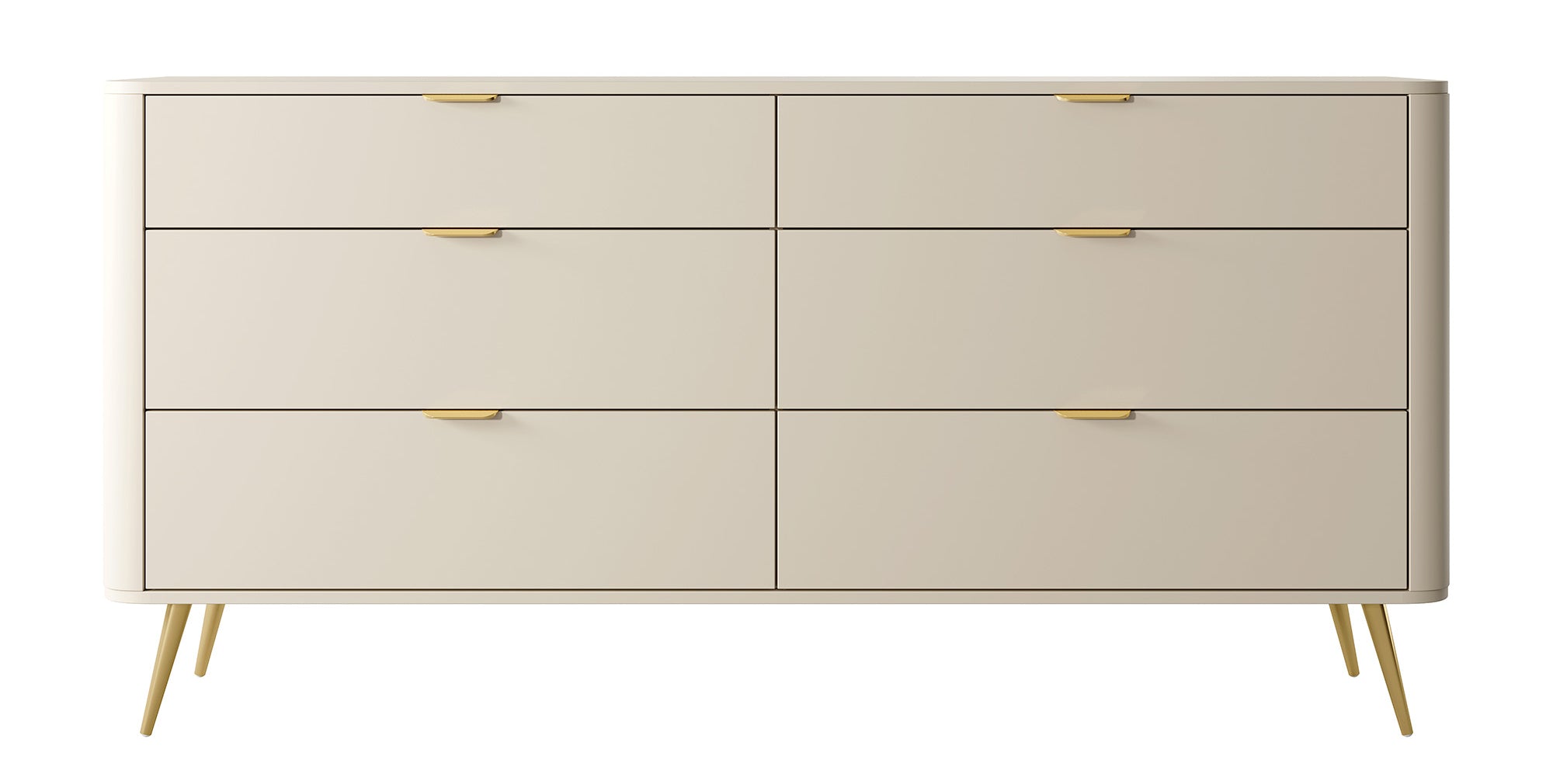 Komoda Oval z sześcioma szufladami 173 cm beż piaskowy - głębokość 38 cm
