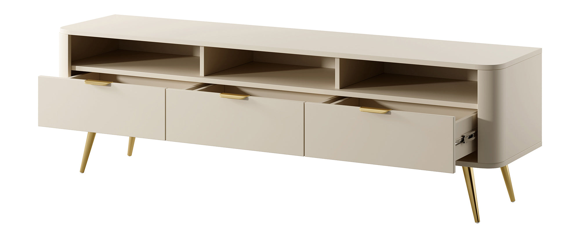 Szafka RTV Oval 160 cm z wnękami beż piaskowy