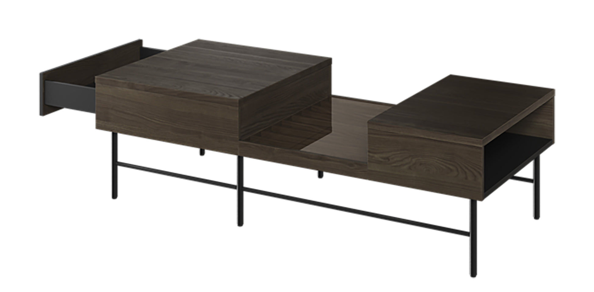 Stolik kawowy Piemonte 134x60 cm Jesion portland/czarny - kolor jesion portland ciemny