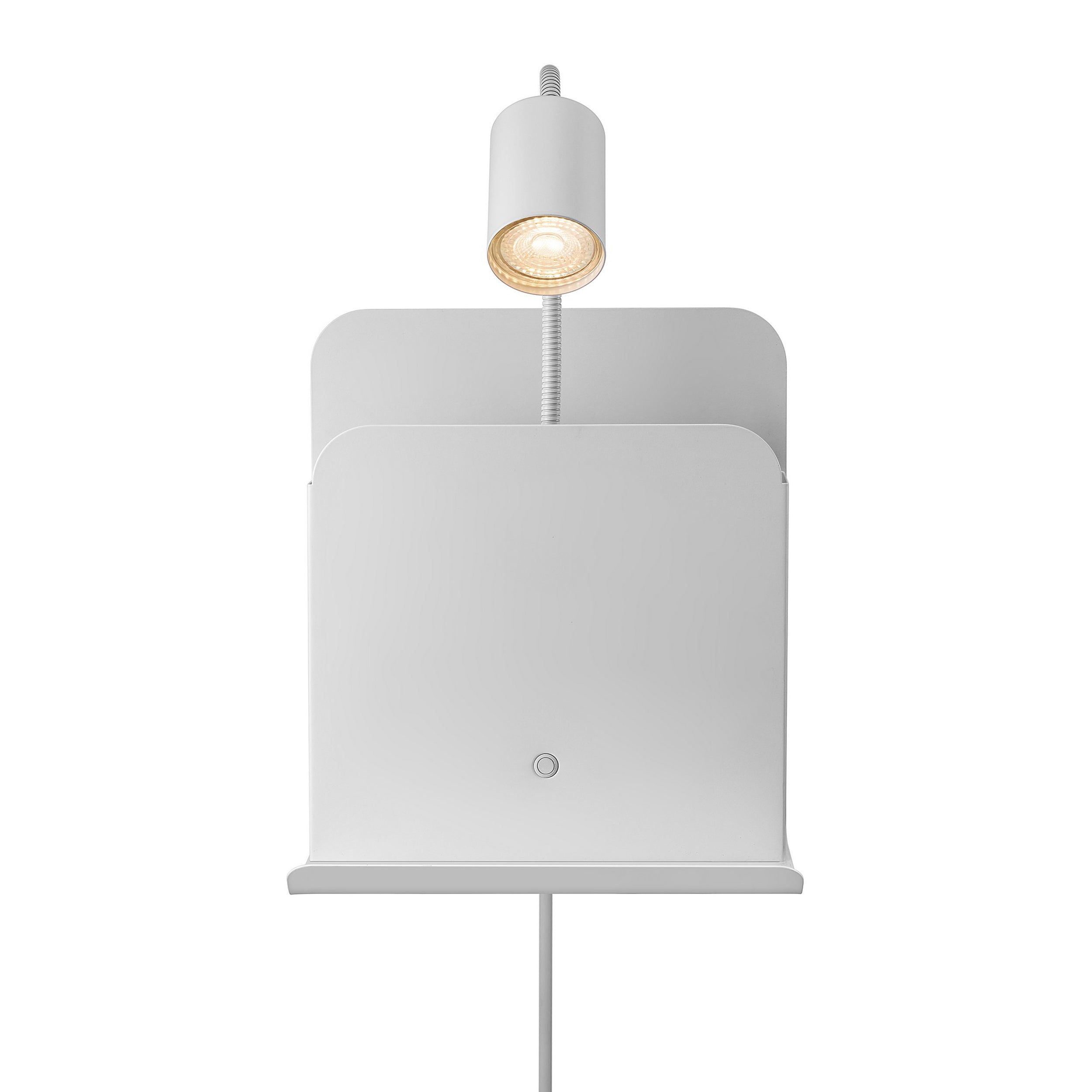 Kinkiet ścienny Roomi biały z półką i portem USB