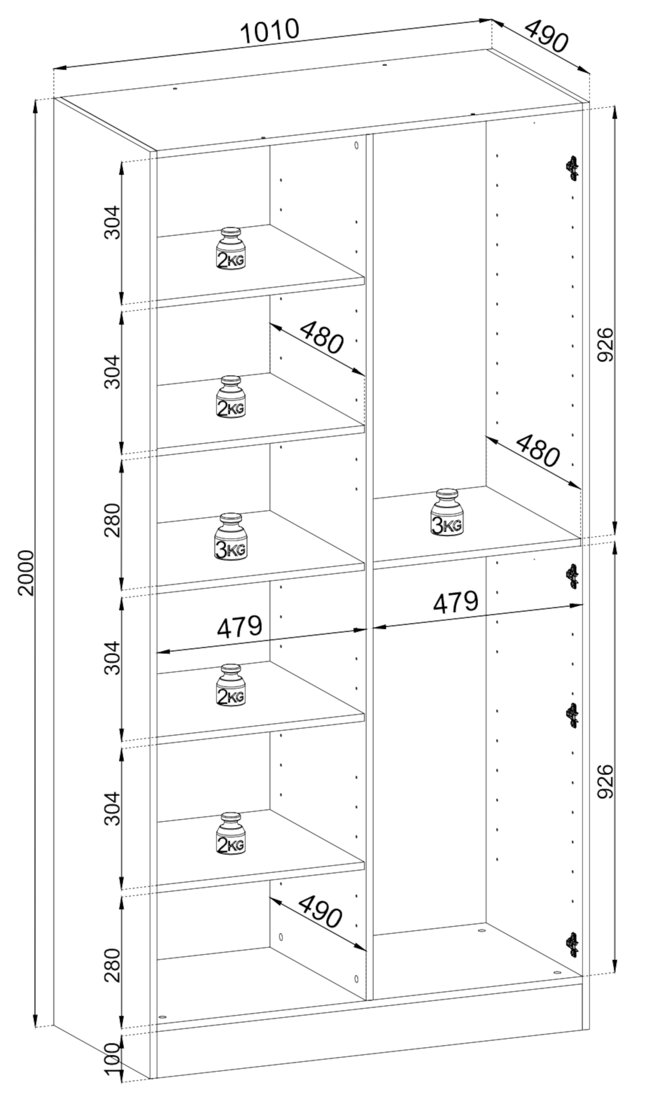 Szafa dwudrzwiowa Sandbox ze szklanym frontem 100 cm szara