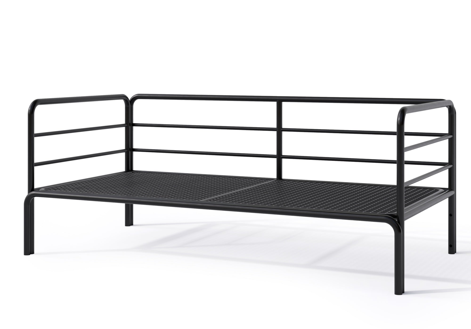Sofa ogrodowa dwuosobowa Worcully w tkaninie hydrofobowej antracytowa/ czarny stelaż