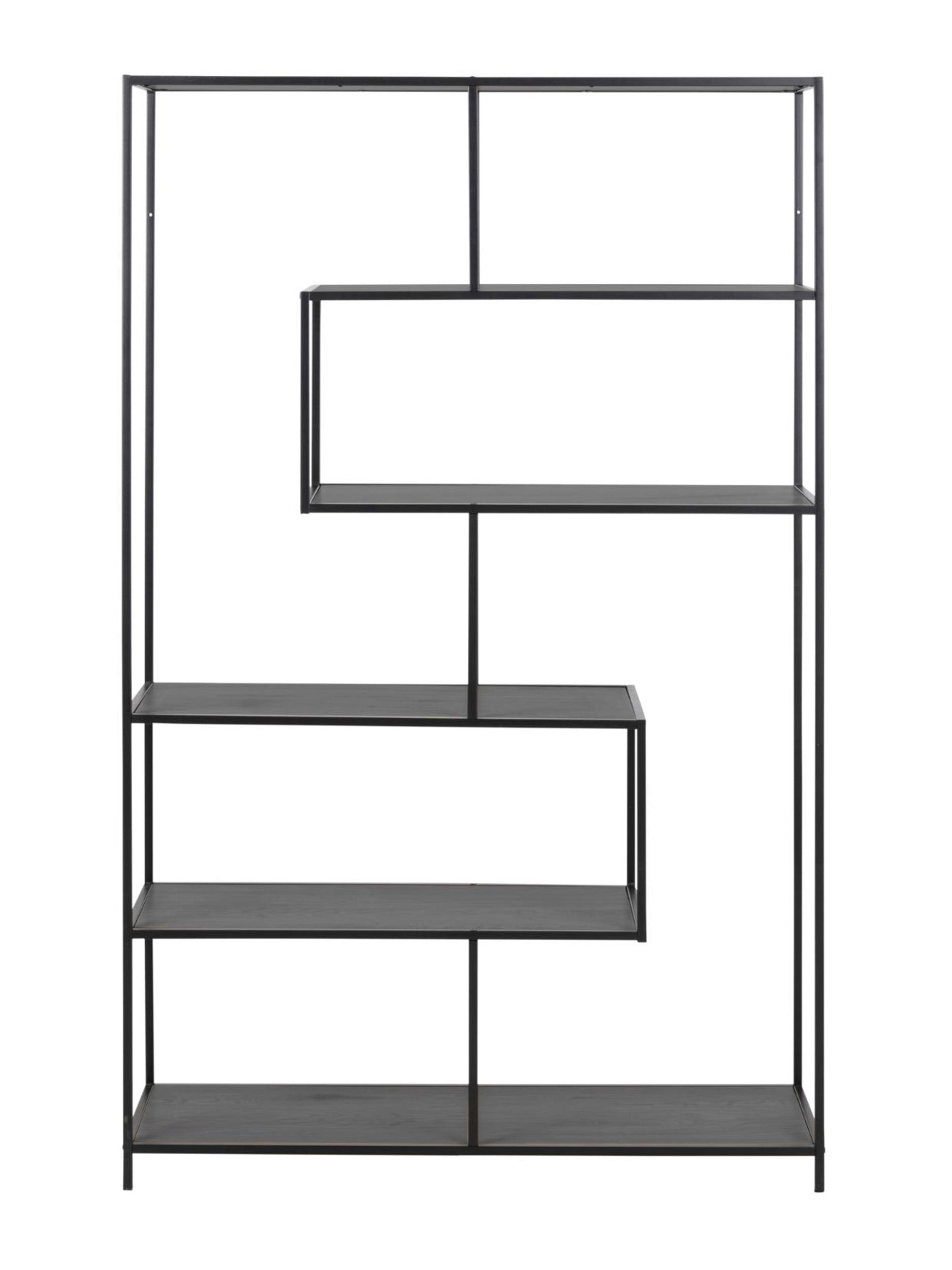 Regał niesymetryczny Seaford 185 cm czarny - głębokość 35 cm