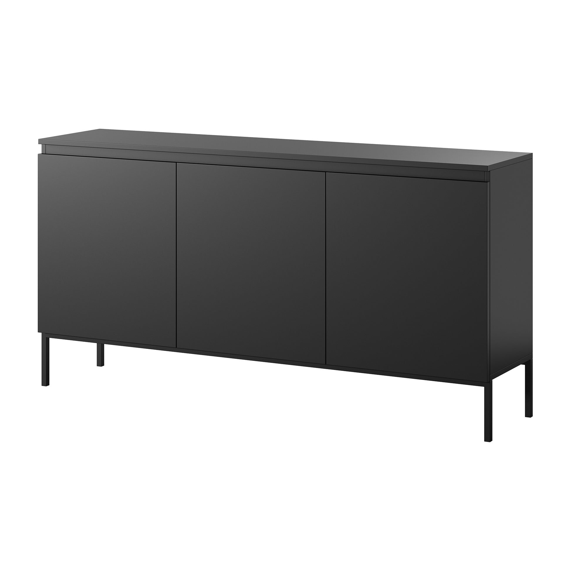 Komoda trzydrzwiowa Bemmi 150 cm czarna z czarnymi nogami - szerokość 150 cm