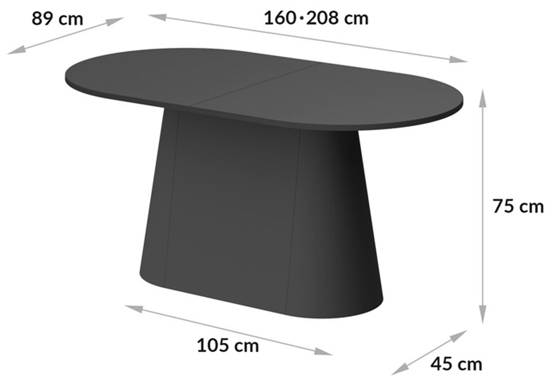 Stół rozkładany Ferbenne 160-208x89 cm granatowy mat