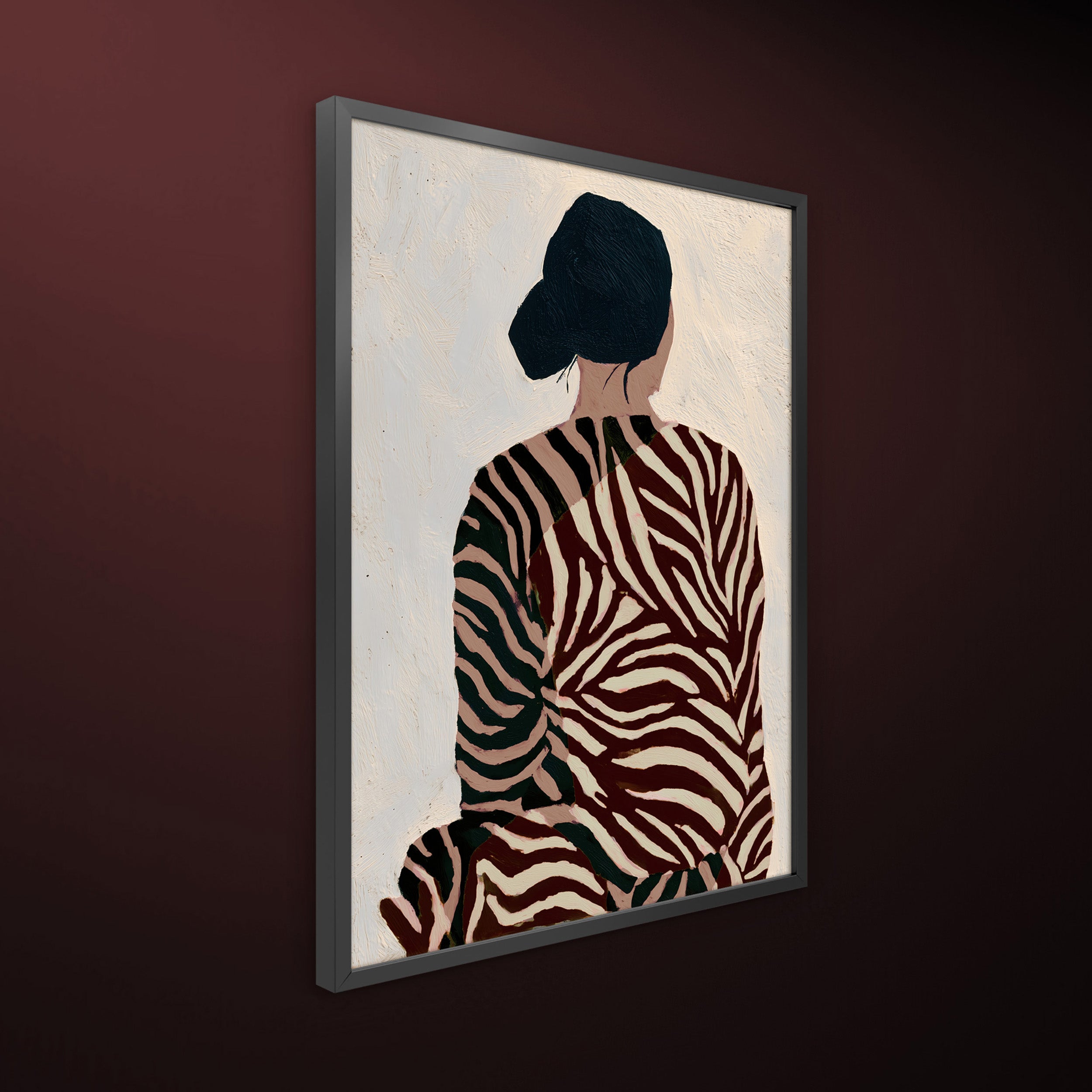Obraz w czarnej ramie Striped Robe 70x50 cm - styl nowoczesny