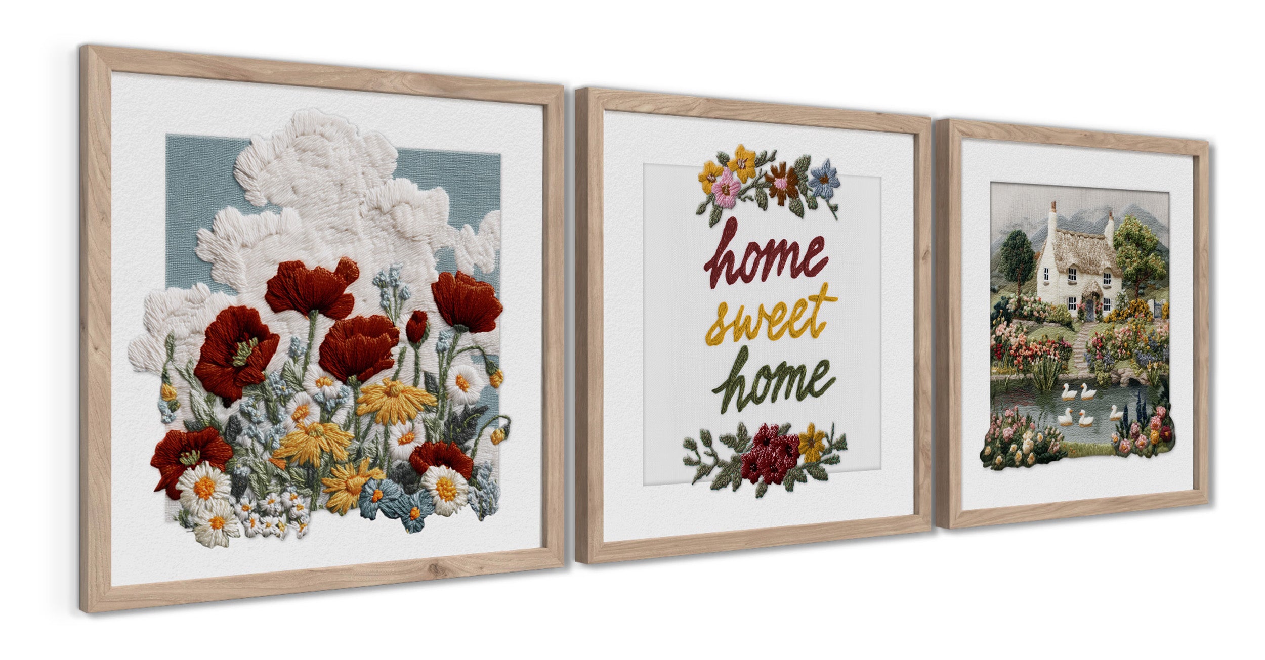 Zestaw trzech obrazów z elementami 3D Sweet Home 30x30 cm