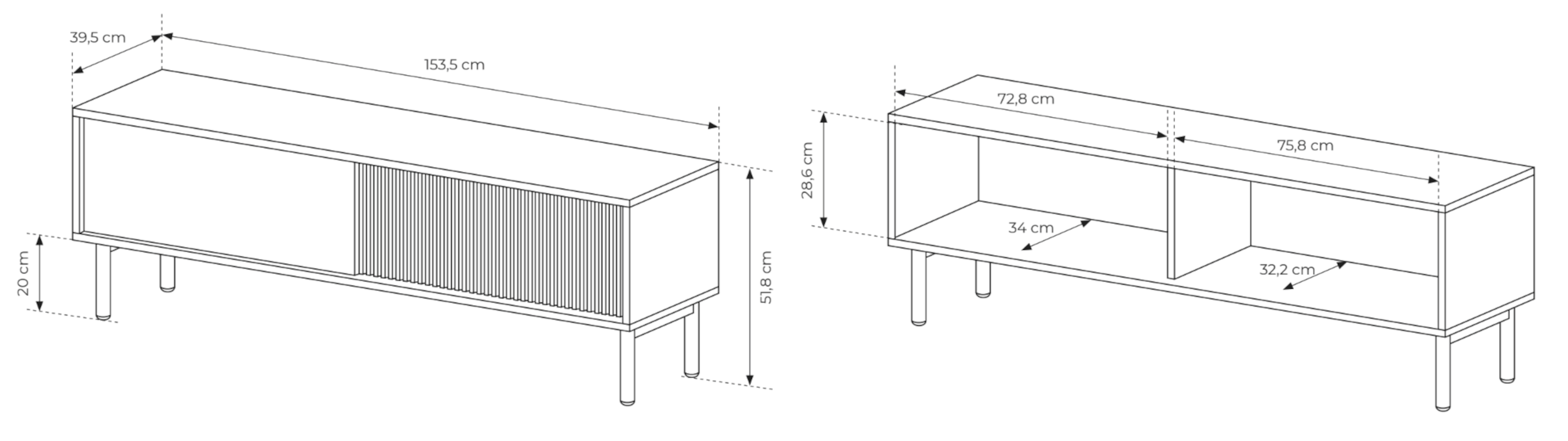 Szafka RTV Tavo 153 cm - materiał drewno