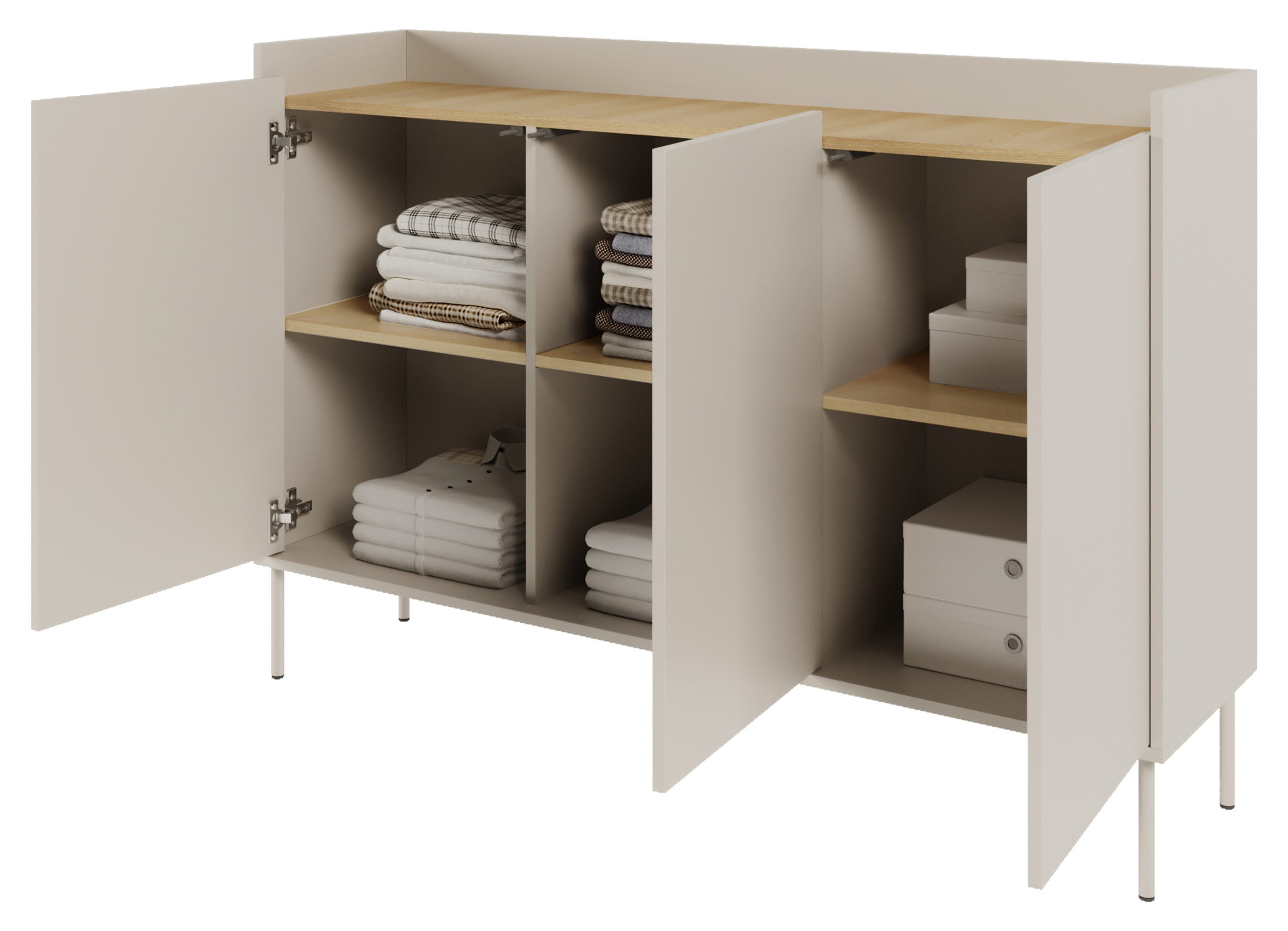Komoda trzydrzwiowa Tovi 140 cm kaszmir/dąb lindberg