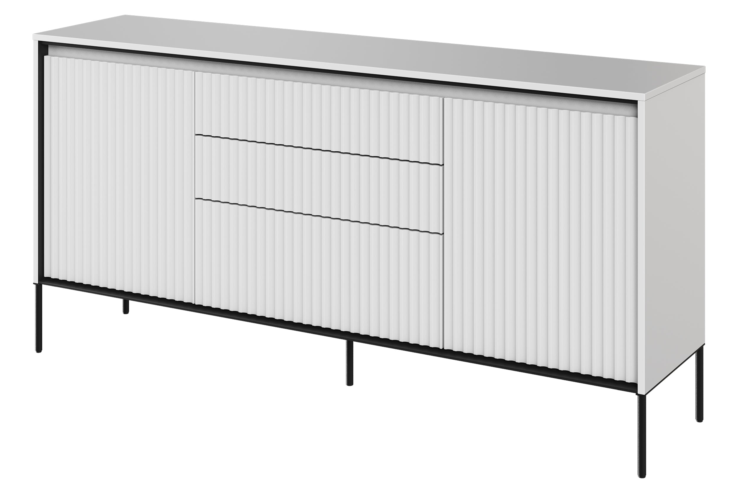 Komoda dwudrzwiowa Trend 166 cm z trzema szufladami z LED Biała