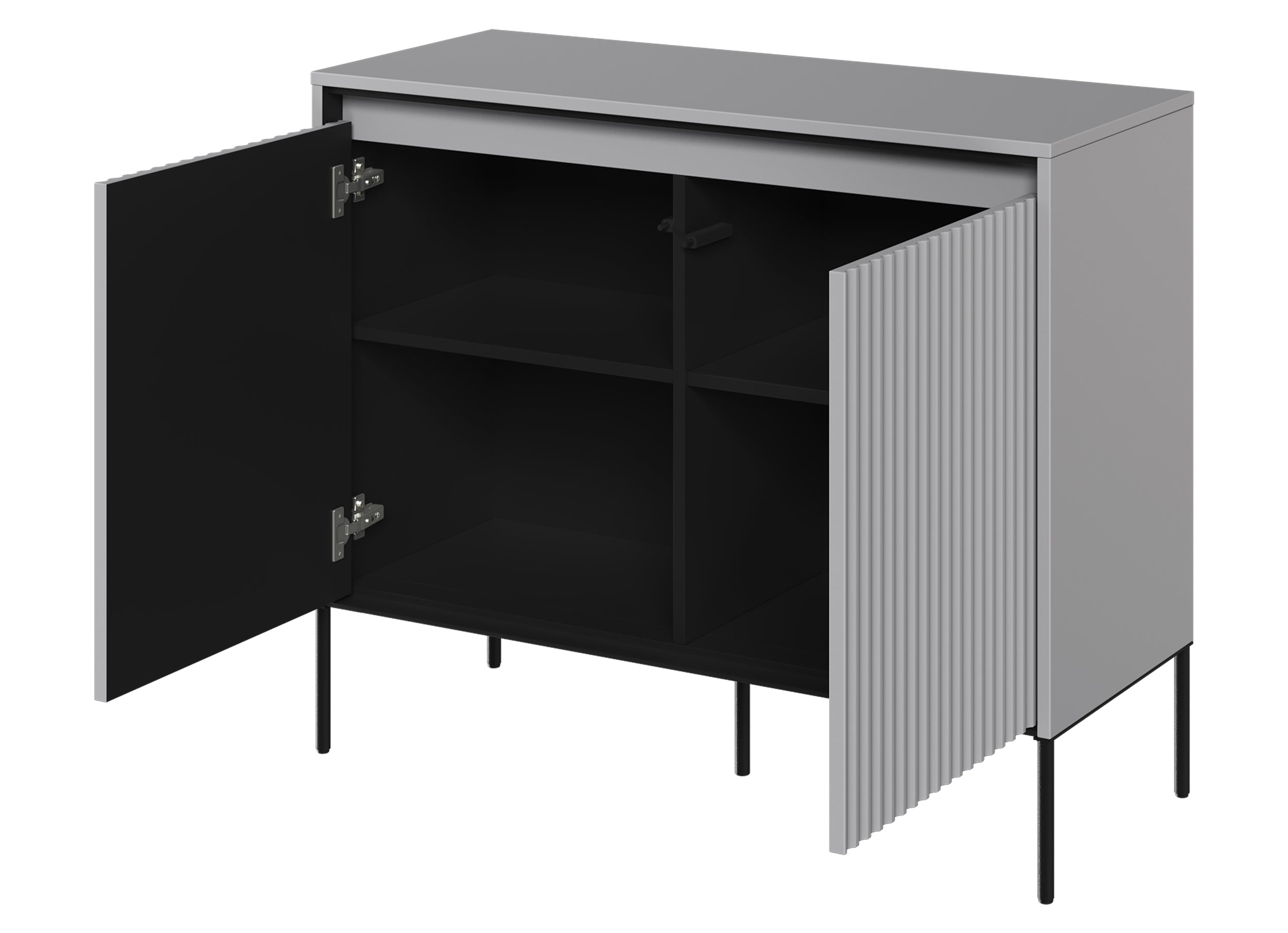 Komoda dwudrzwiowa Trend 98 cm z LED Szara - dwoje drzwi
