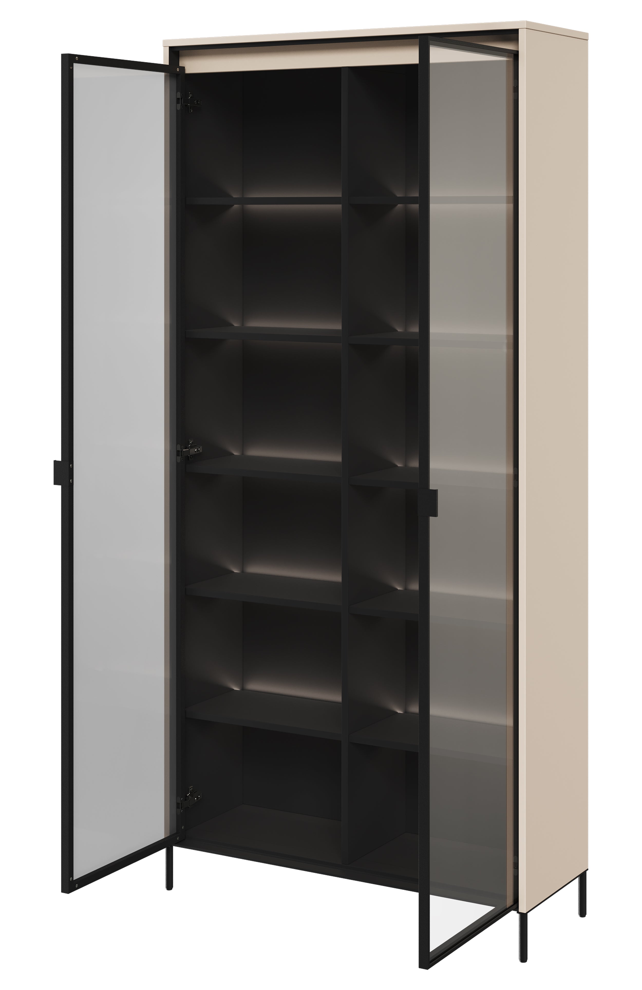 Witryna dwudrzwiowa Trend 92 cm z LED Beżowa