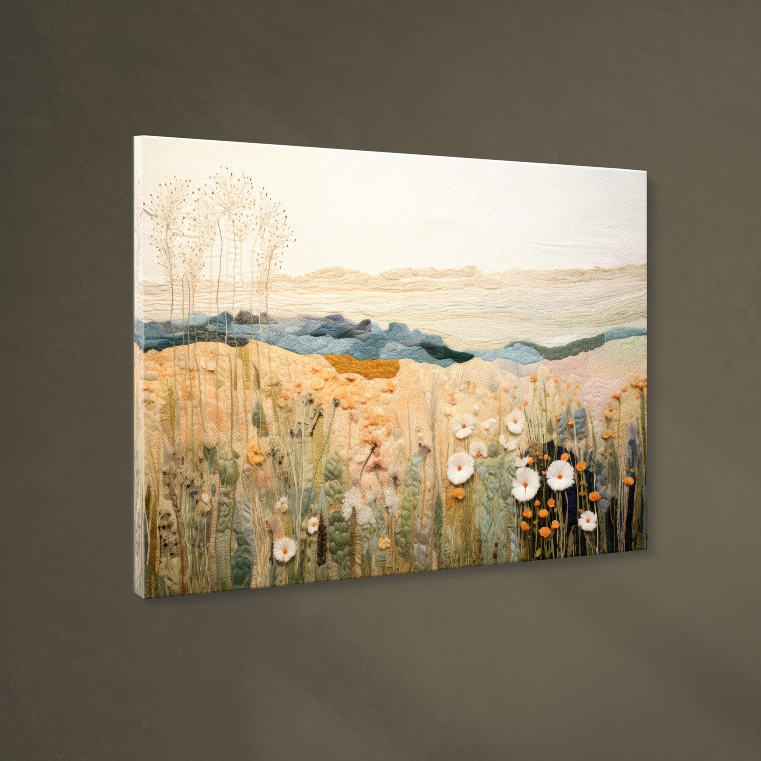 Obraz na płótnie z elementami 3D Tactile Fields 100x70 cm - styl boho