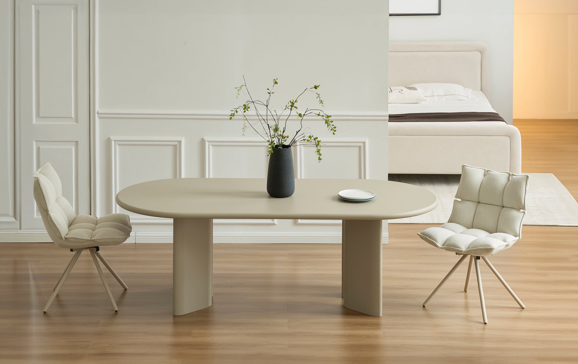 Stół do jadalni Catics 200x90 cm beżowy mat - materiał płyta meblowa