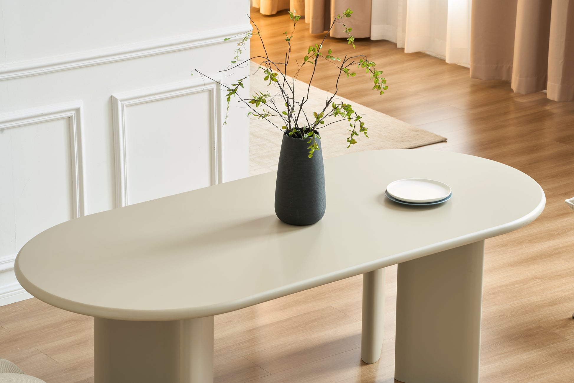 Stół do jadalni Catics 200x90 cm beżowy mat - kolor beżowy
