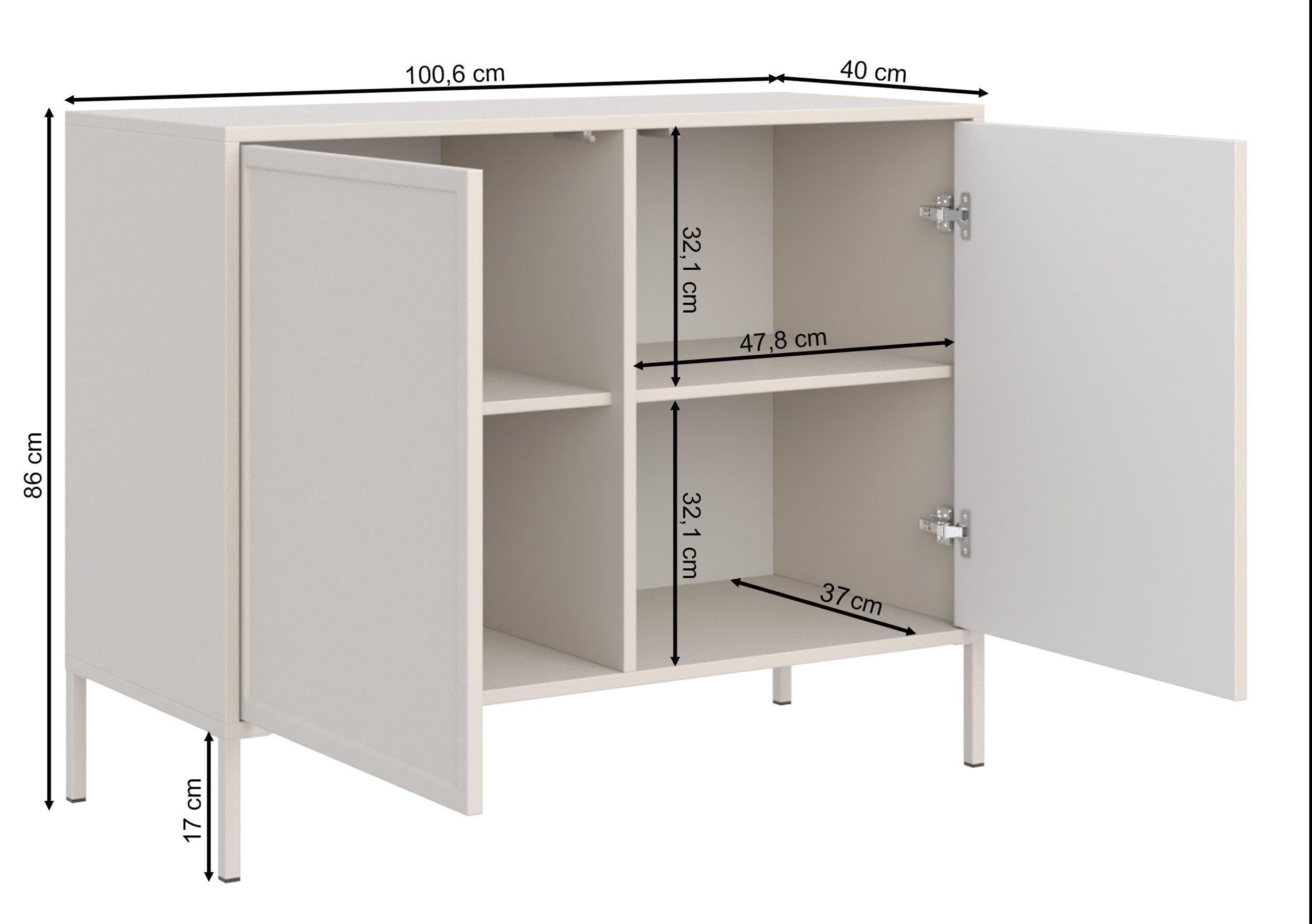 Komoda dwudrzwiowa Velveto 100 cm kaszmir