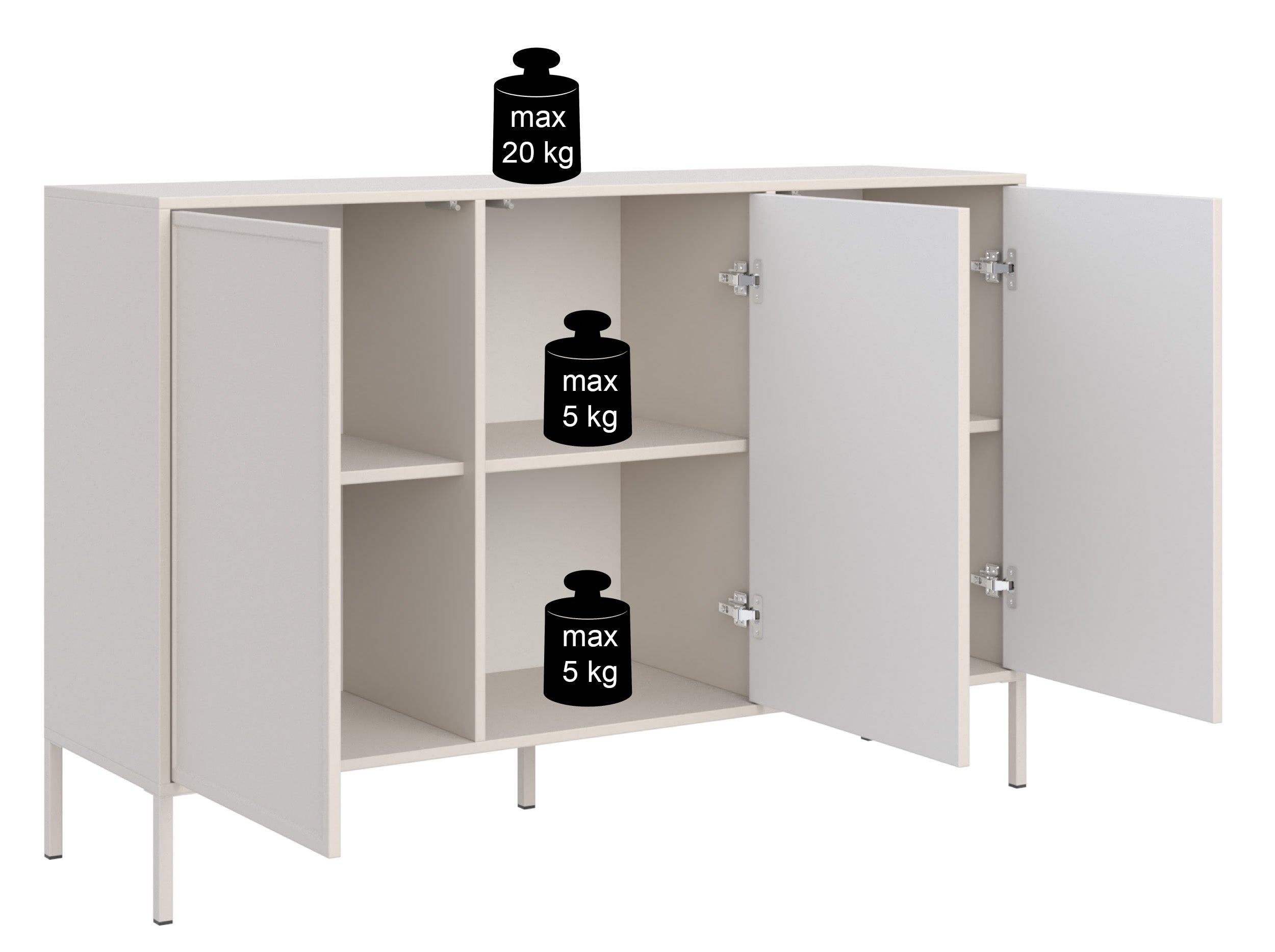 Komoda trzydrzwiowa Velveto 150 - szerokość 150 cm